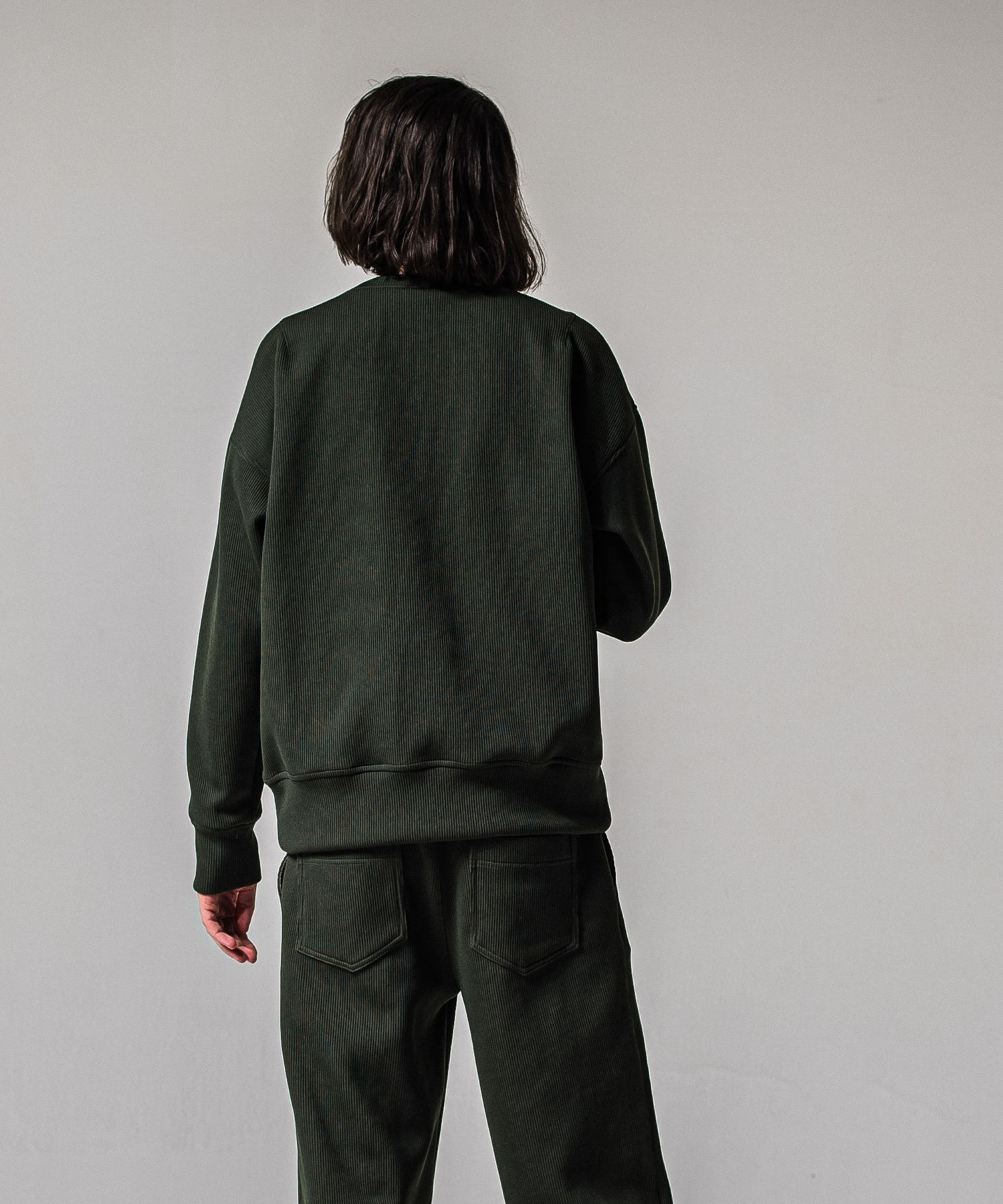 AZE MILITARY DROP TRAINER / RC39-C-003 / 高機能畦編みニットトレーナー / カーキ (1月下旬入荷予定)