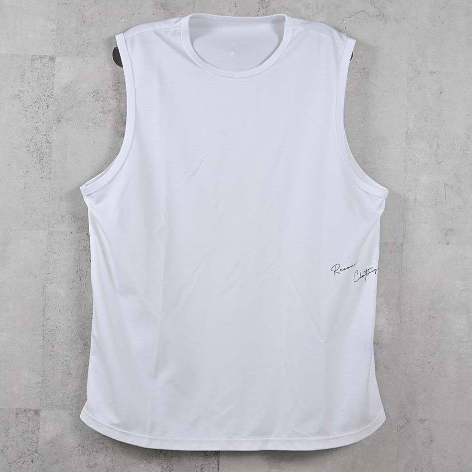 OVER NO SLEEVE / RC40-T-010 / サイドロゴメッシュノースリーブ / ホワイト (6月上旬入荷予定)