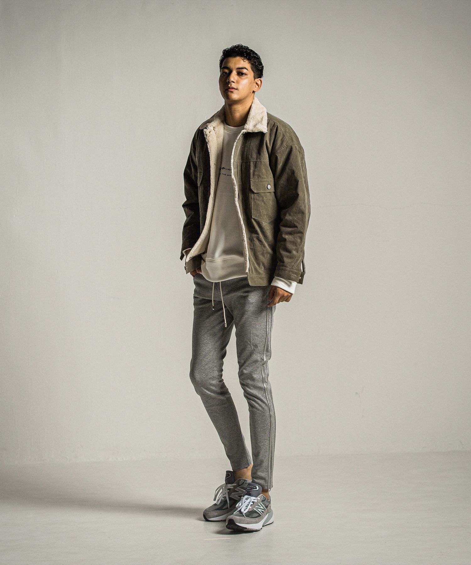 ID VELOURS FLEECE DROP TRAINER / RC34-C-004 / 裏起毛バックロゴトレーナー / ホワイト