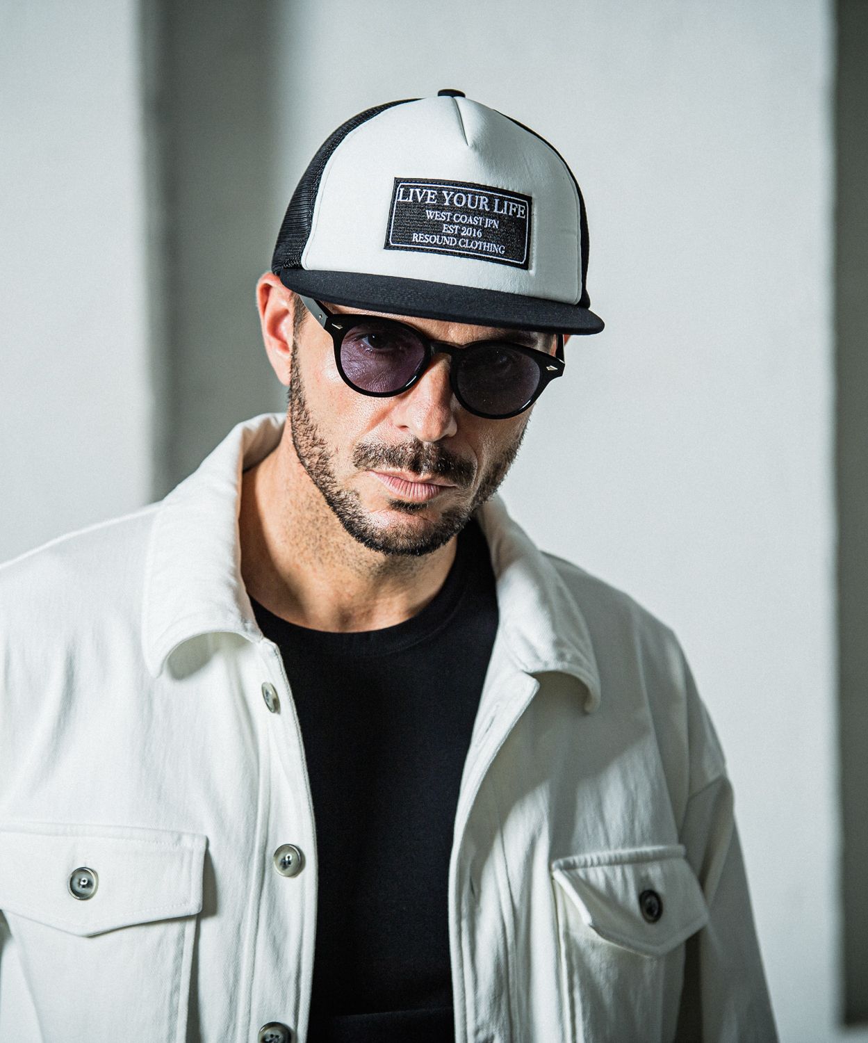 LIVE MESH CAP / RC35-CAP-001 / ロゴワッペンメッシュキャップ / ブラック×ホワイト