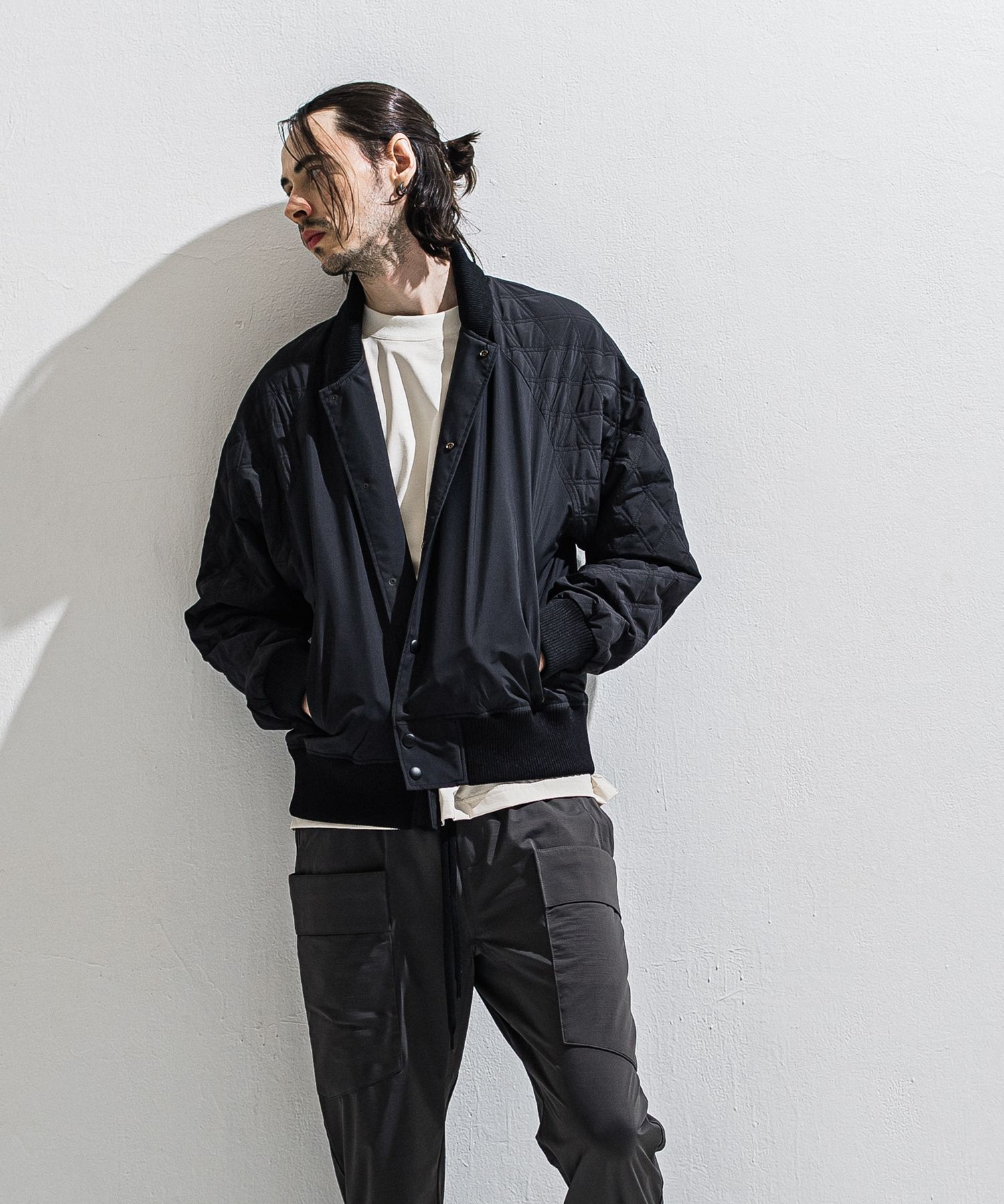 PB VARSITY JACKET / DP1-JK-001 / キルティングナイロンスタジャン / ブラック (2月中旬入荷予定)