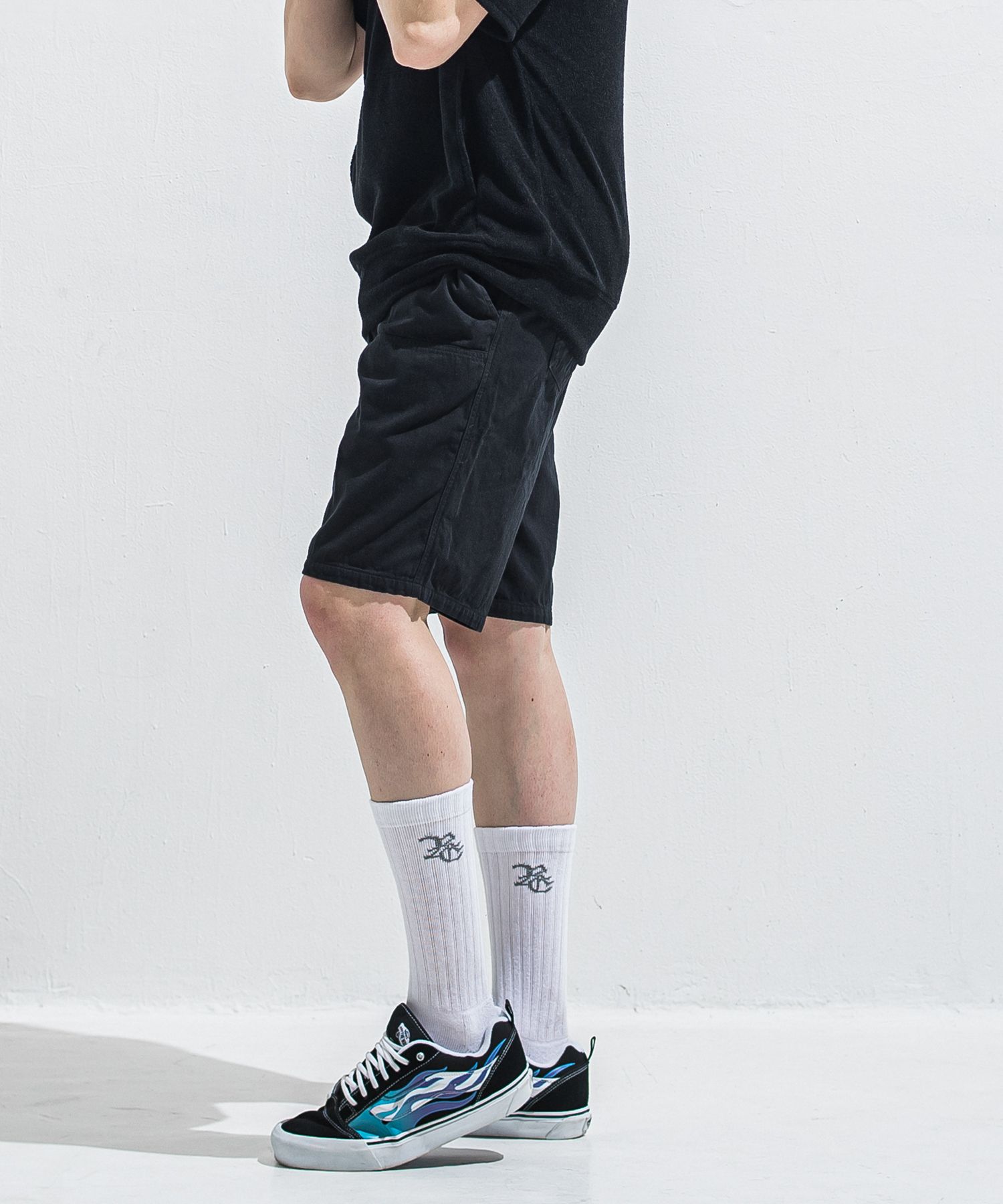 DOUBLE KNEE SHORTS / RC40-HP-007 / ダブルニーデニムハーフパンツ / ブラック (6月上旬入荷予定)