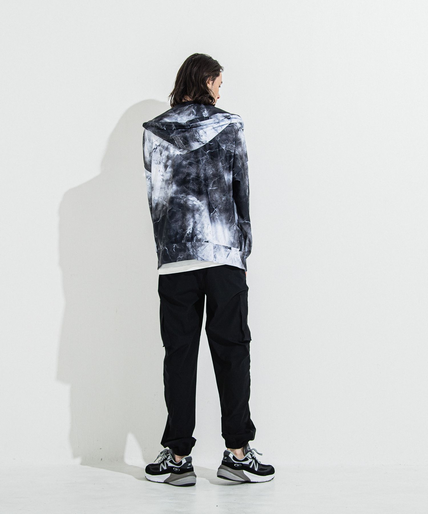 DAVID NYLON CARGO PANTS / RC36-ST-040 / ミリタリーナイロン裾ゴムカーゴパンツ / ブラック