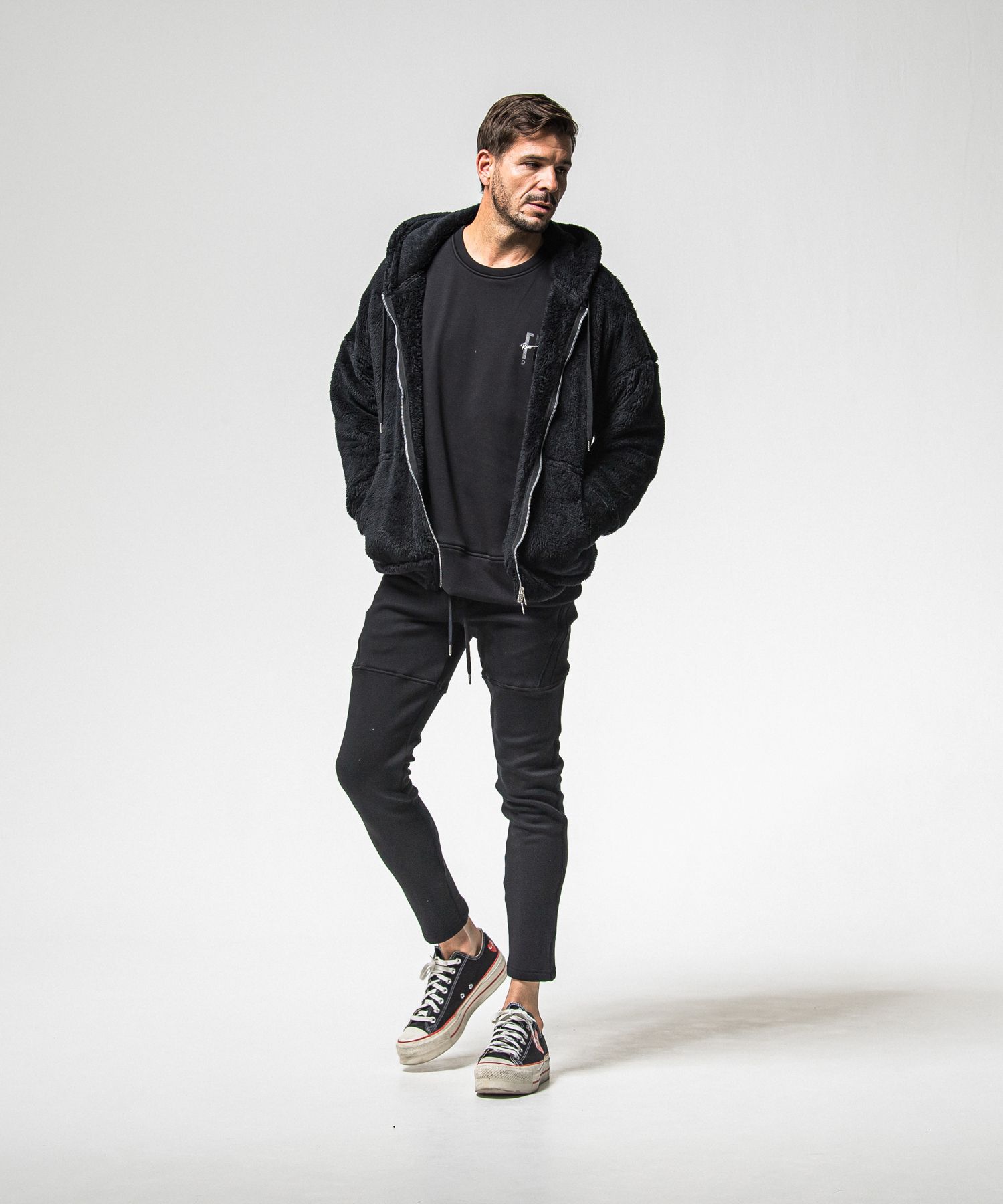 VELOURS FLEECE TYLER PANTS / RC38-ST-026H / 裏起毛スウェットラインパンツ / ブラック (11月中旬入荷予定)