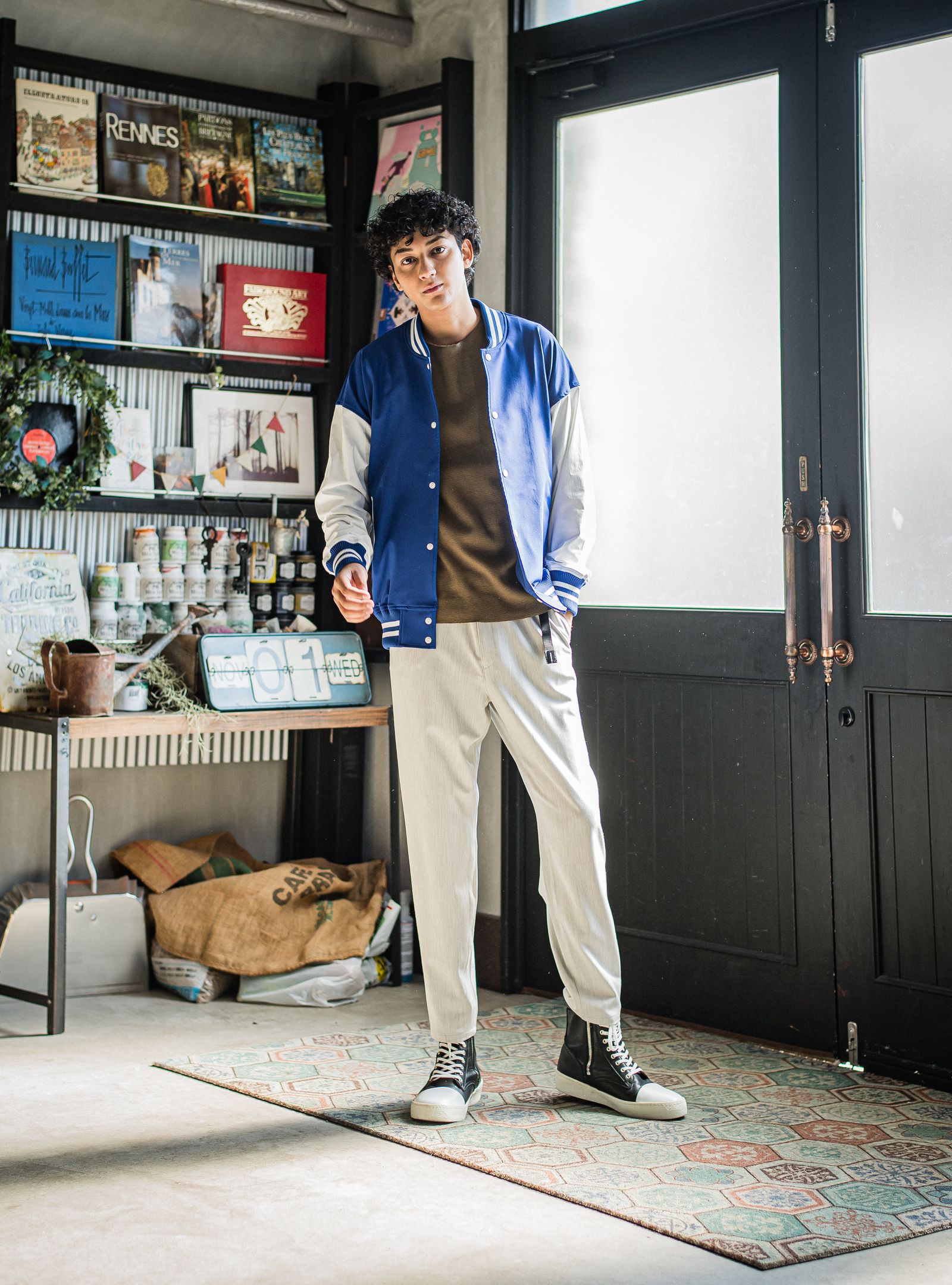 PAT WIDE EASY PANTS / RC31-ST-036 / ベルト付きテーパードワイドパンツ / グレー