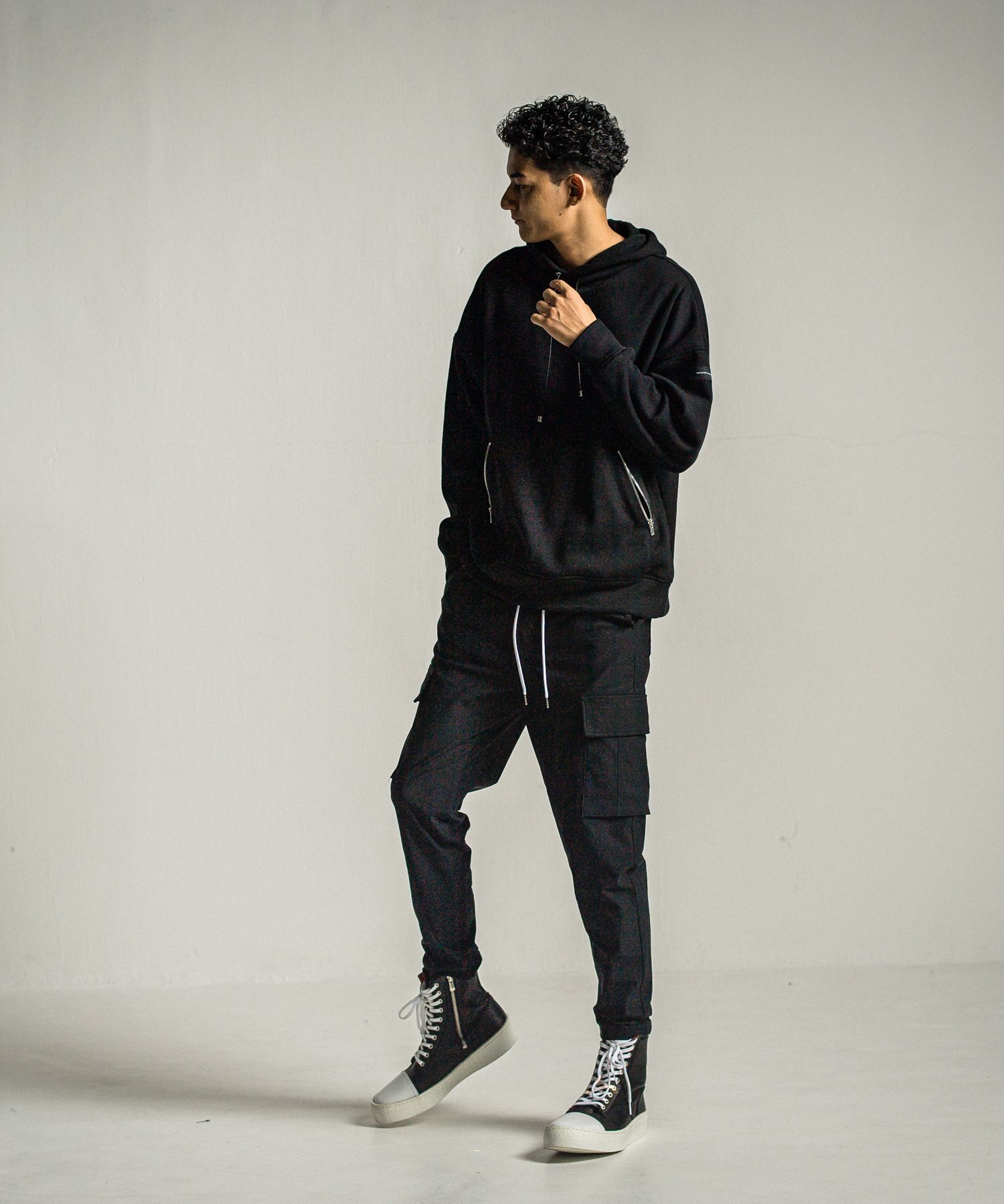 SHAGGY FLEECE THERMAL PULLOVER HOODIE / RC34-C-003 / 裏起毛サーマルパーカー / ブラック