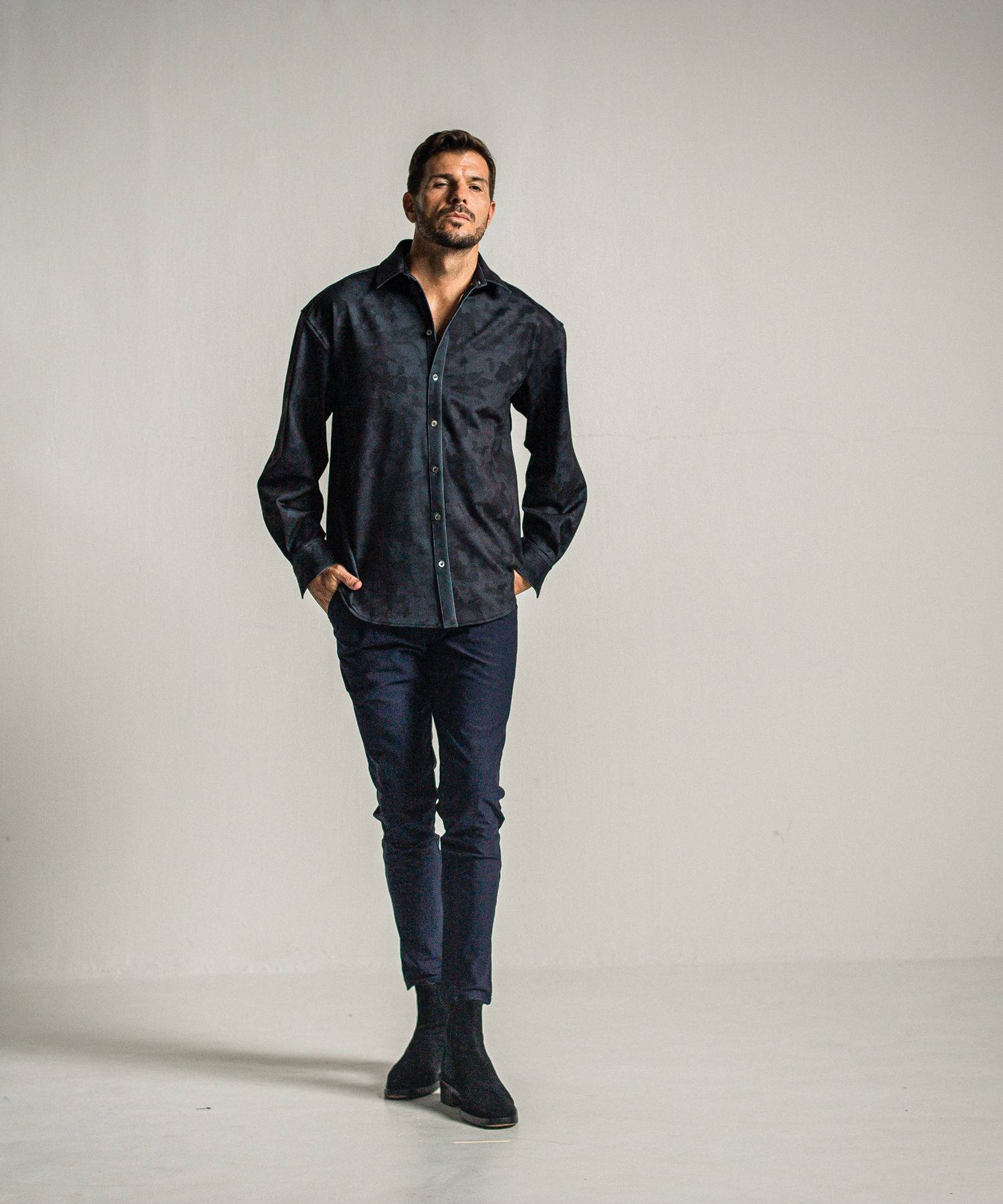 JERSEY JACK SHIRT / RC34-SH-001 / 裏起毛オーバーサイズシャツ / ブラックカモフラ