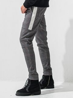 JT HEAT CHECK PT / RC42-ST-045 / 裏起毛切り替えラインタックパンツ / グレンチェック グレー×レッド (11月中旬入荷予定)