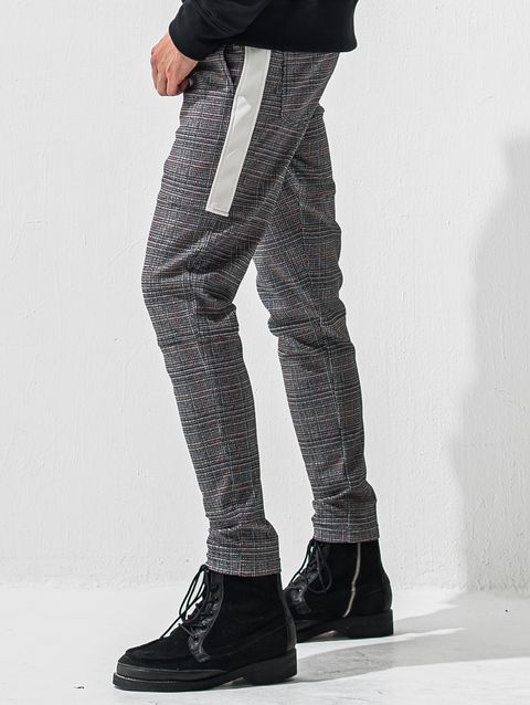 JT HEAT CHECK PT / RC42-ST-045 / 裏起毛切り替えラインタックパンツ / グレンチェック グレー×レッド (11月中旬入荷予定)