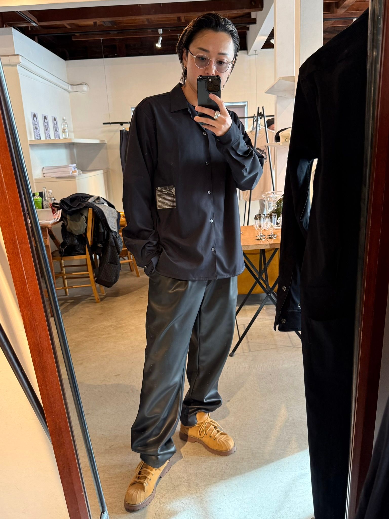 WILL SHIRTS / DP1-SH-001 / ウィルプリントオープンカラーシャツ / ブラック (3月中旬入荷予定)