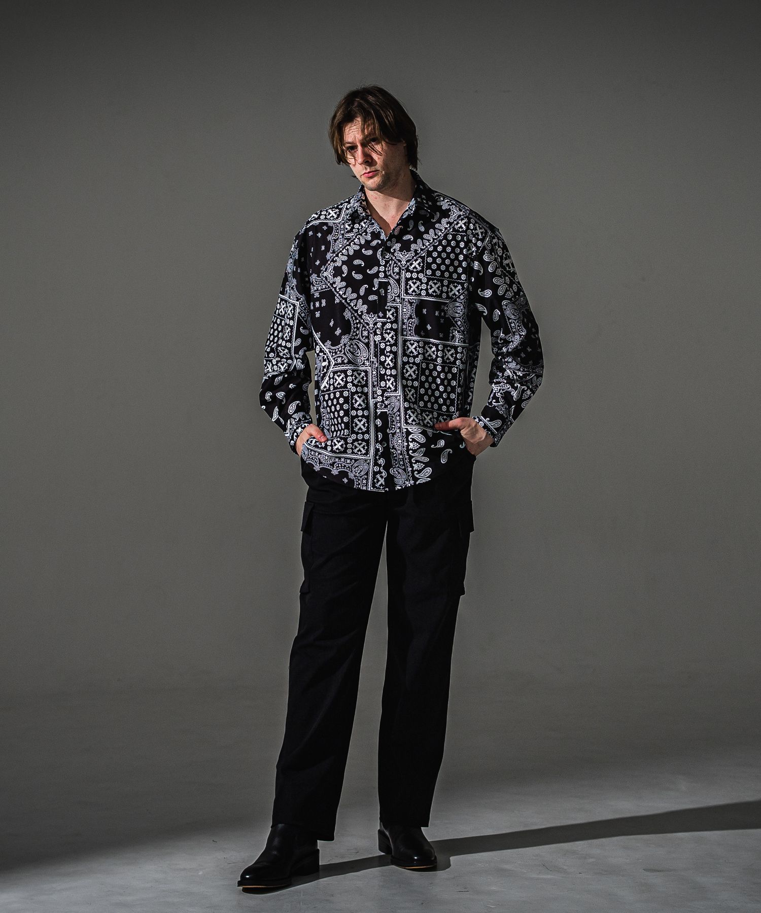 BANDANA JACK SHIRTS / RC41-SH-002 / オーバーサイズペイズリーシャツ / ブラックバンダナ (8月下旬入荷予定)