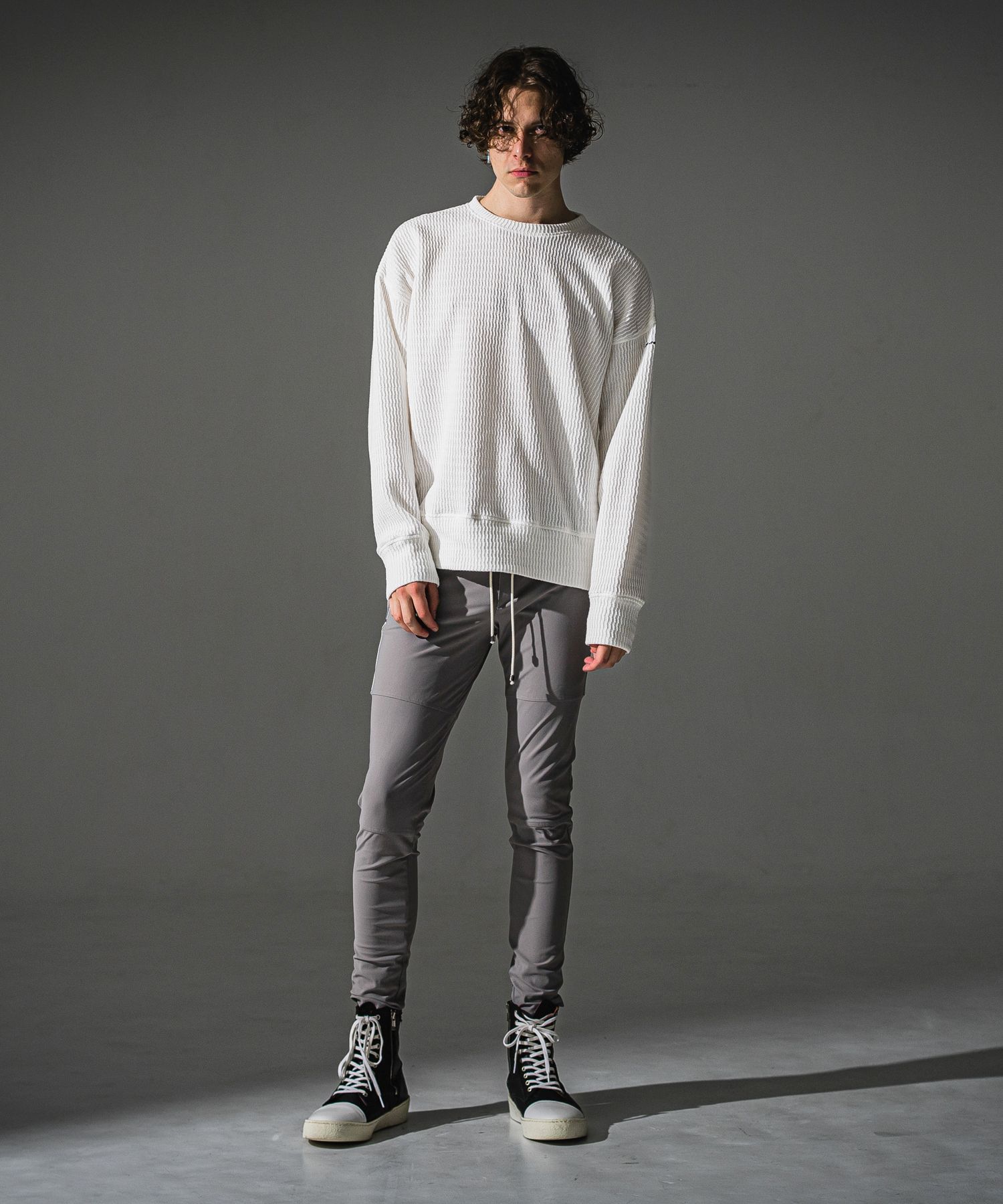 JOHNSON LINE NYLON PT / BASIC-ST-009 / ジョンソンラインナイロンパンツ / グレー×ホワイト (7月下旬入荷予定)