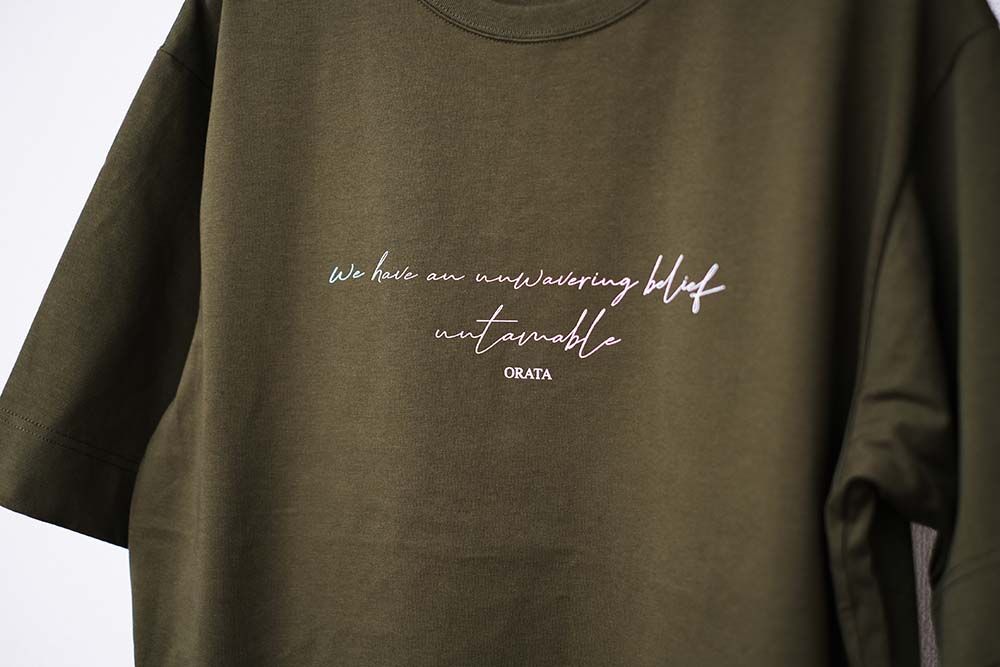CURSIVE MESSAGE T / OR1-T-001 / プリントTシャツ / カーキ