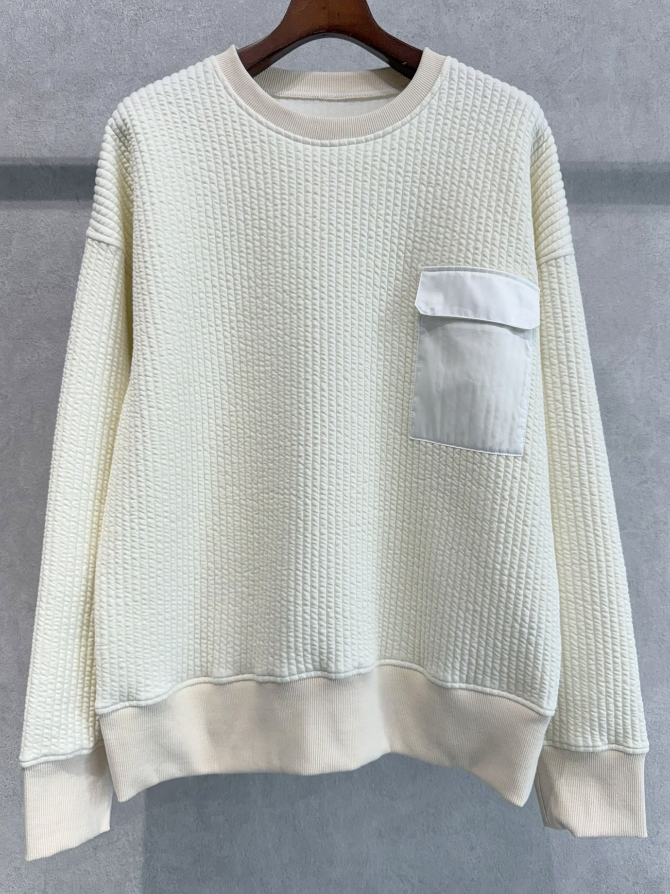 STRIPE QUILTING DROP TRAINER / RC37-C-003 / ストライプキルティングトレーナー / オフホワイト