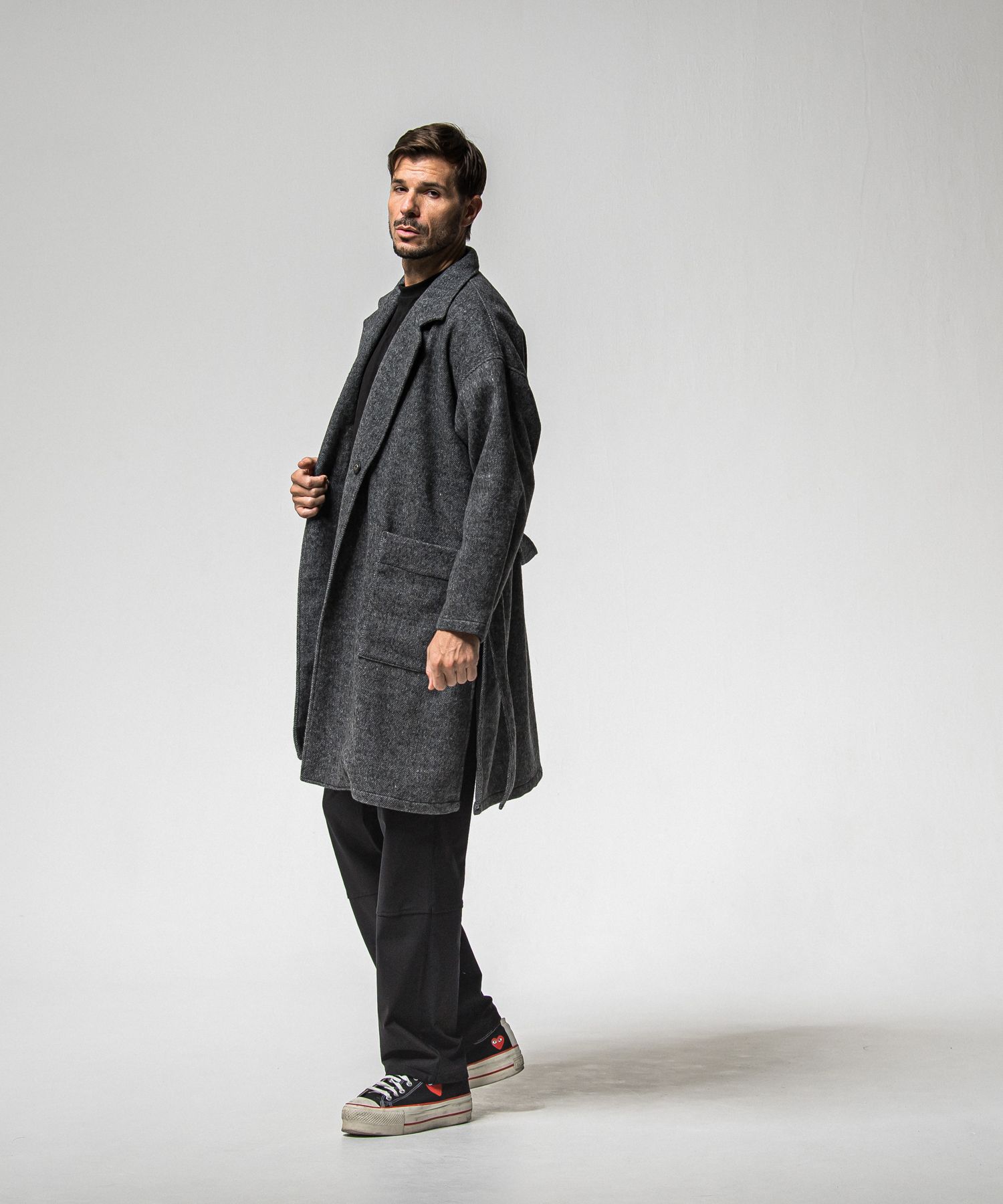 GOWN OVER COAT / RC38-JK-004 / オーバーサイズガウンコート / グレー (11月上旬入荷予定)