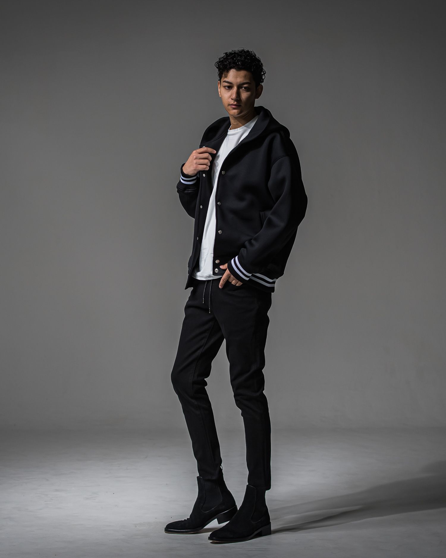 MICK DENIM JERSEY / BASIC-ST-020 / デニムジャージテーパードパンツ / ブラック (9月上旬入荷予定)
