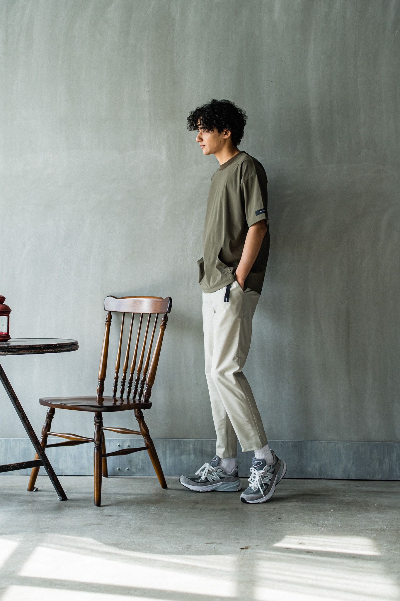 PAT WIDE EASY PANTS / RC32-ST-036 / ベルト付きテーパードワイドパンツ / ベージュ