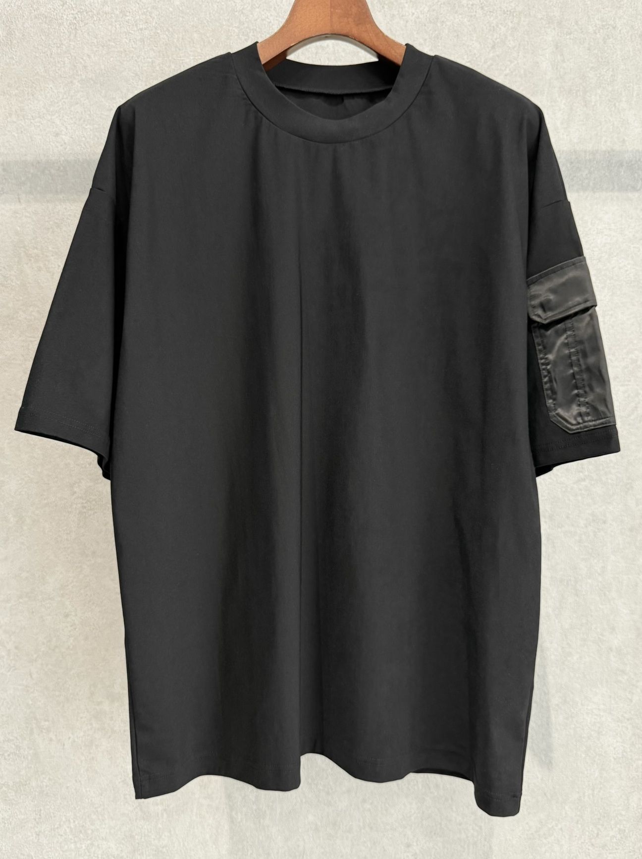 MILITARY NYLON OVER TEE / RC40-T-008 / ナイロンポケットビッグTシャツ / ブラック