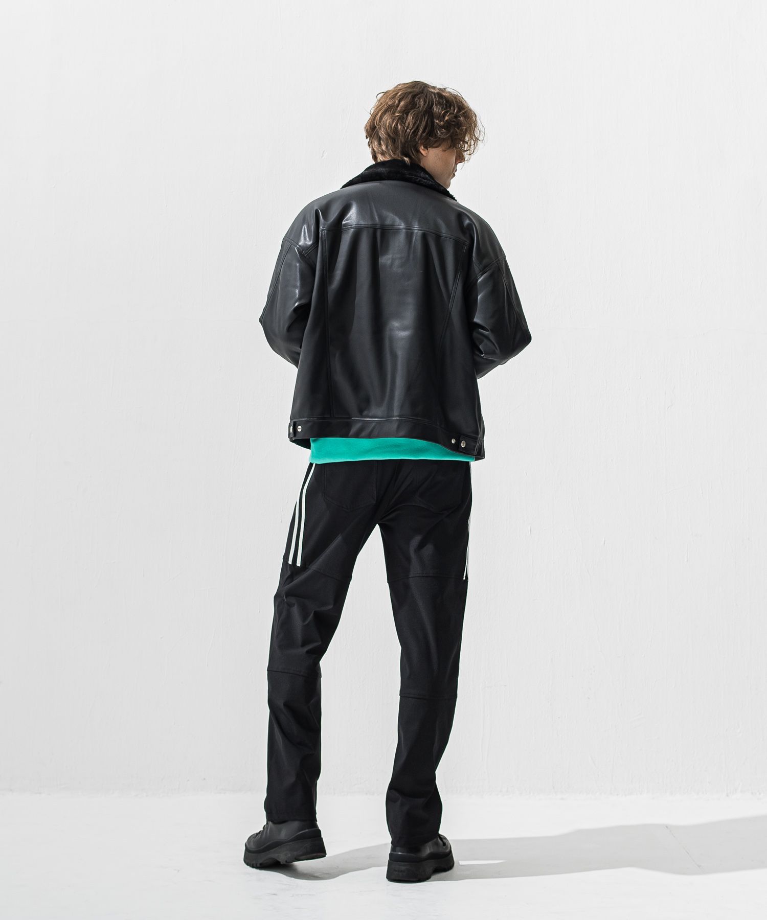 LEATHER FUR OVER G / RC42-JK-001 / エコレザーファーGジャン / ブラック (11月中旬入荷予定)