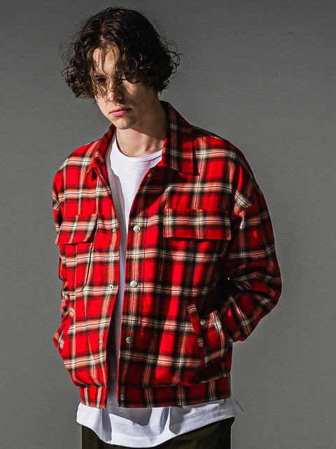 CHECK SHIRT JACKET / RC41-SH-003 / チェックシャツジャケット / レッド (8月下旬入荷予定)