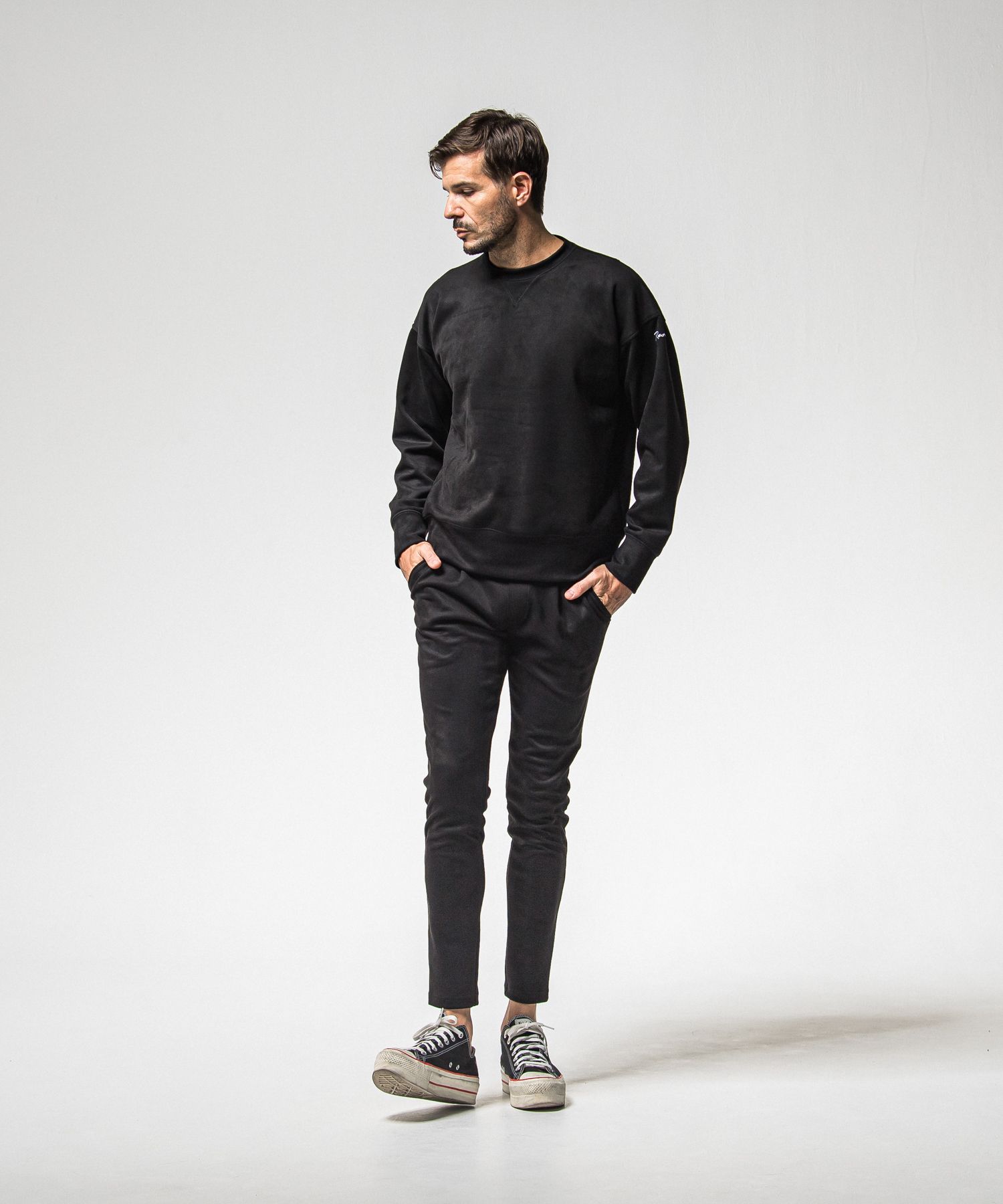 SUEDE DROP TRAINER / RC38-C-005 / スエードトレーナー / ブラック (1月上旬入荷予定)