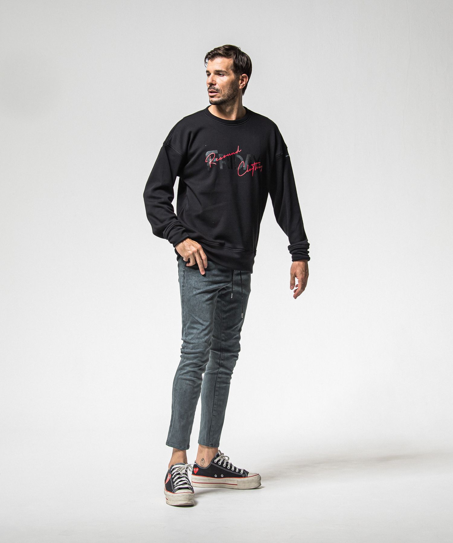 MICK DENIM JERSEY / BASIC-ST-020 / デニムジャージテーパードパンツ / ピグメントブラック (12月上旬入荷予定)