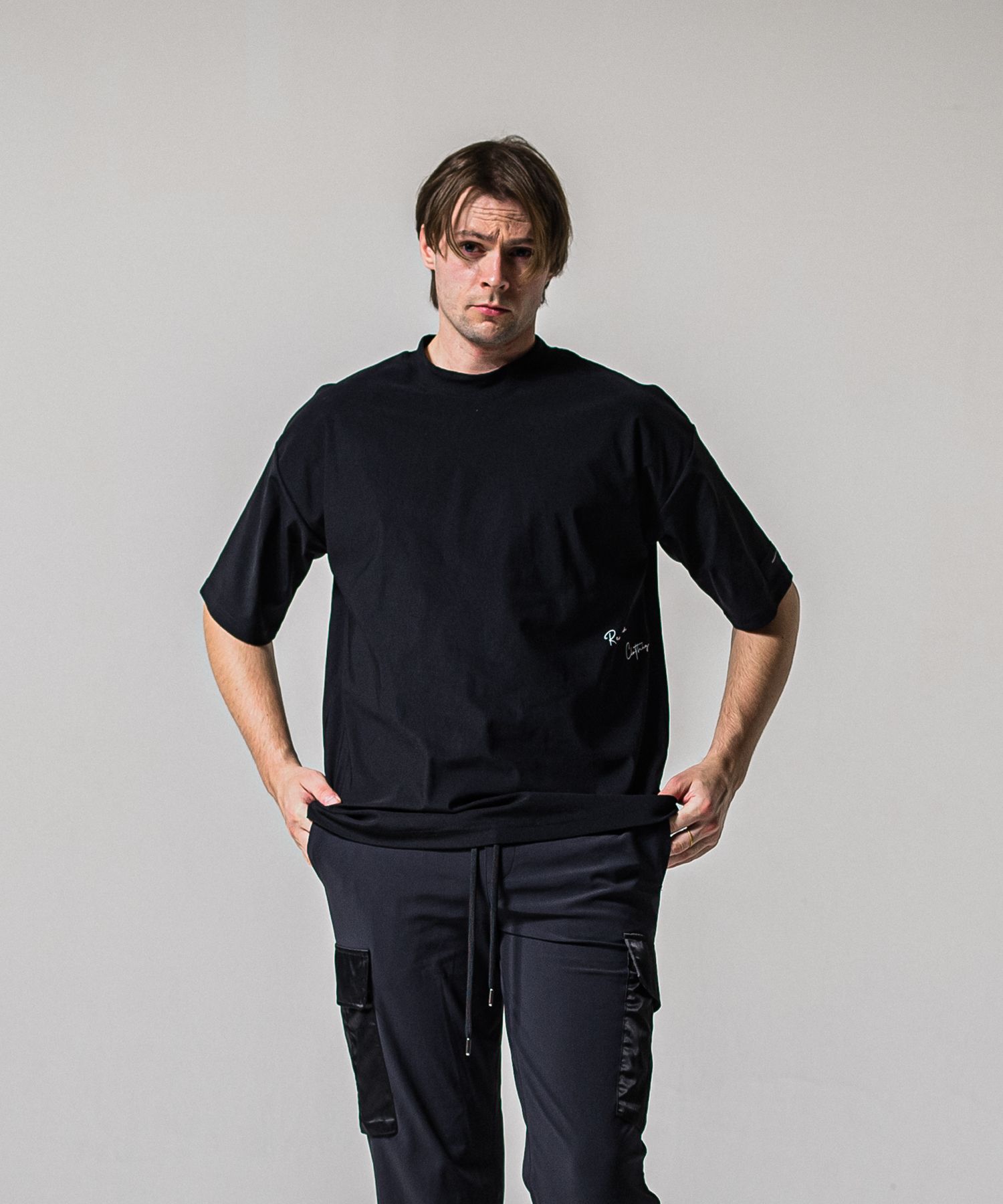 SIDE RC OVER TEE / RC39-T-004 / サイドロゴナイロンビッグTシャツ / ブラック (4月上旬入荷予定)