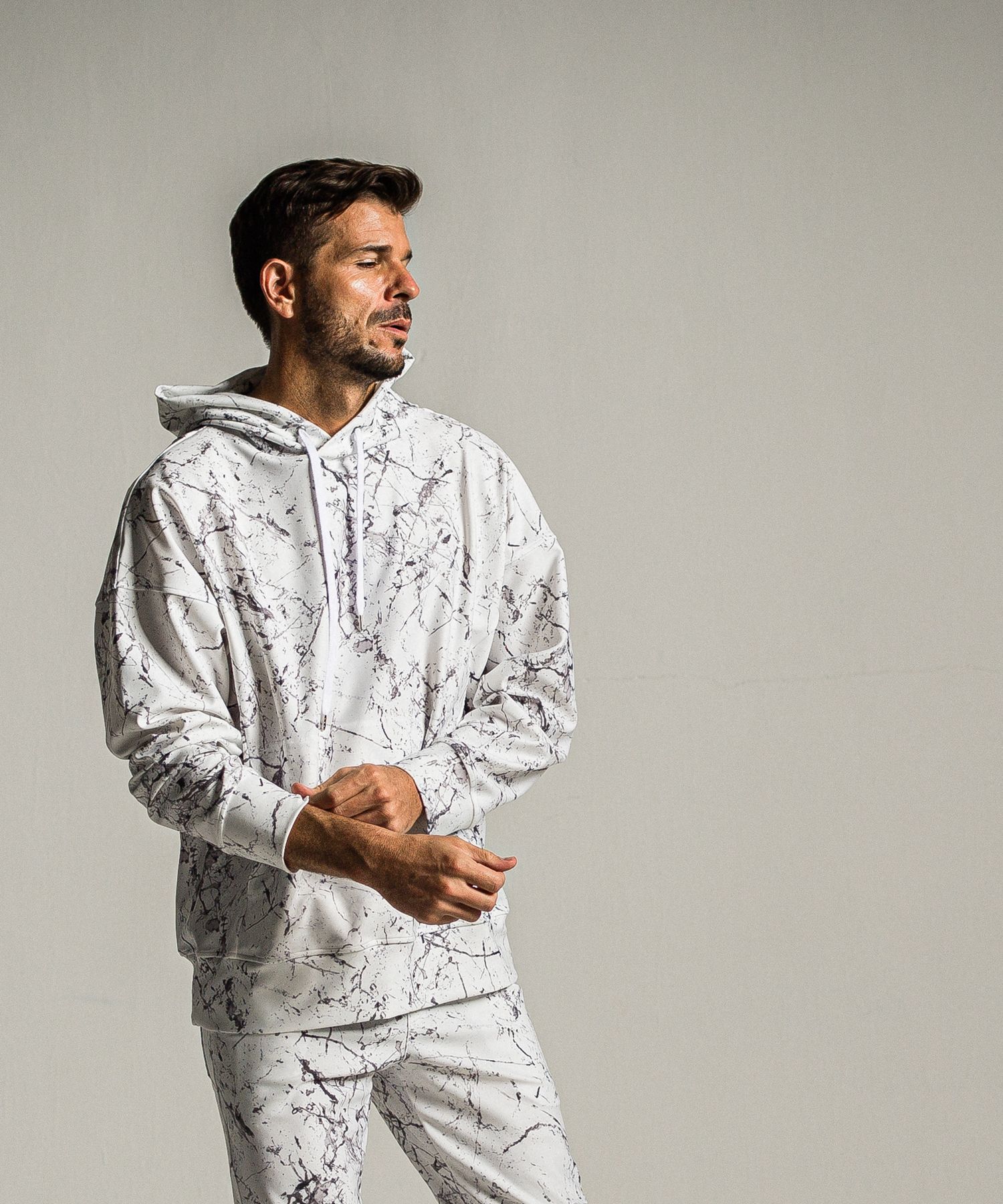 PAINT LOOSE HOODIE / RC34-C-008 / ペイント柄ルーズパーカー / グレー