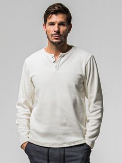 VELOURS FLEECE THERMAL HENRY / RC38-C-003 / 裏起毛サーマルヘンリーネックロングTシャツ / ホワイト (10月中旬入荷予定)