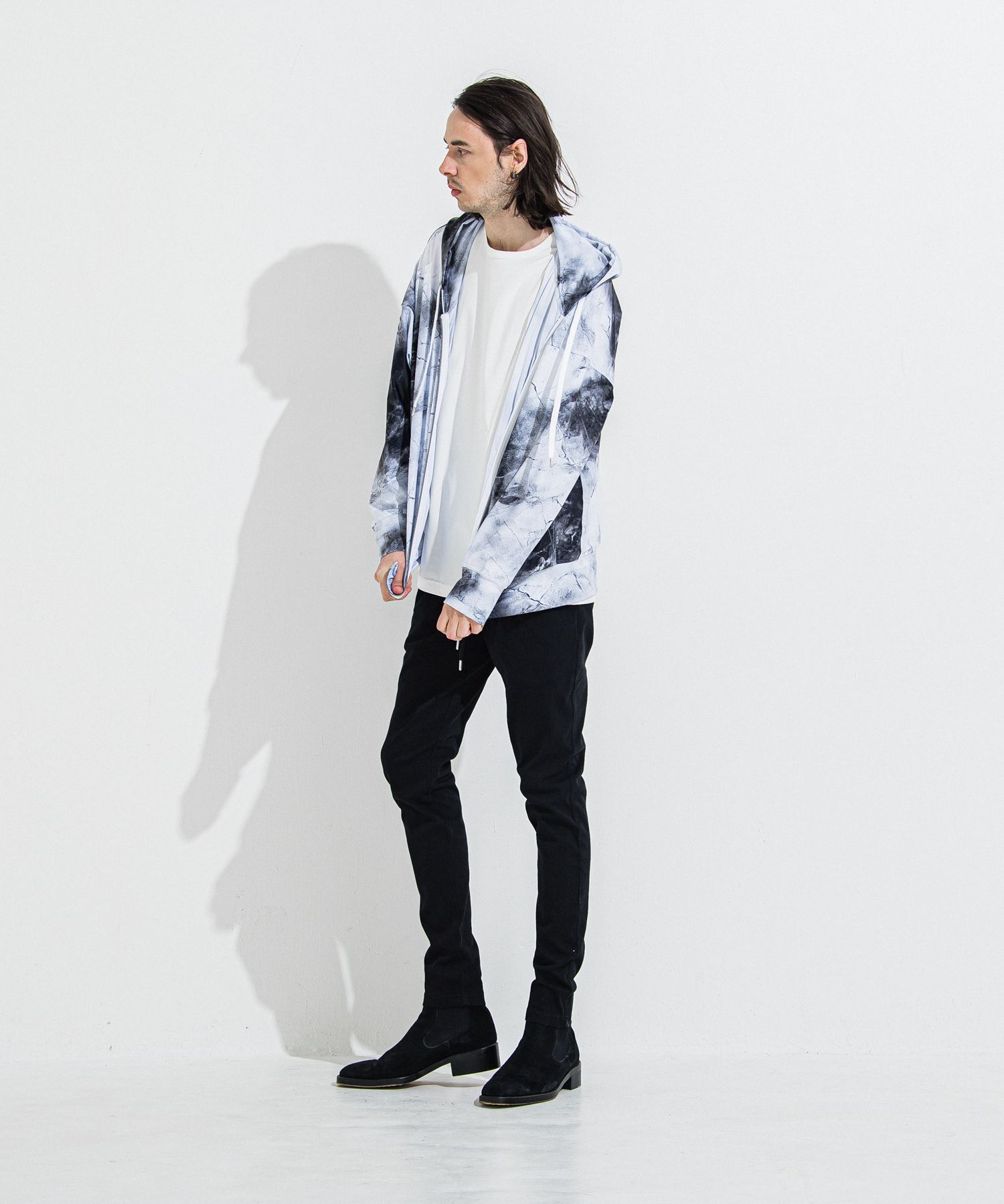 DENIM JERSEY CHRIS EASY TUCK PT / RC36-ST-016TD / ライトオンスデニムジャージイージータックパンツ / ブラック