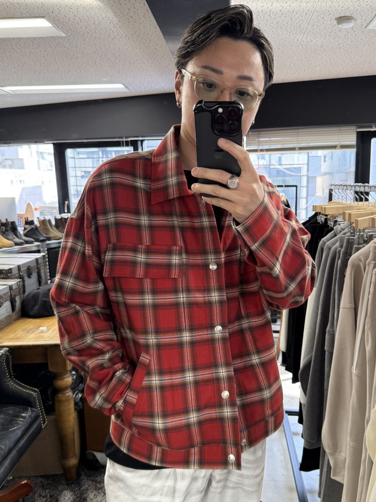 CHECK SHIRT JACKET / RC41-SH-003 / チェックシャツジャケット / レッド (8月下旬入荷予定)
