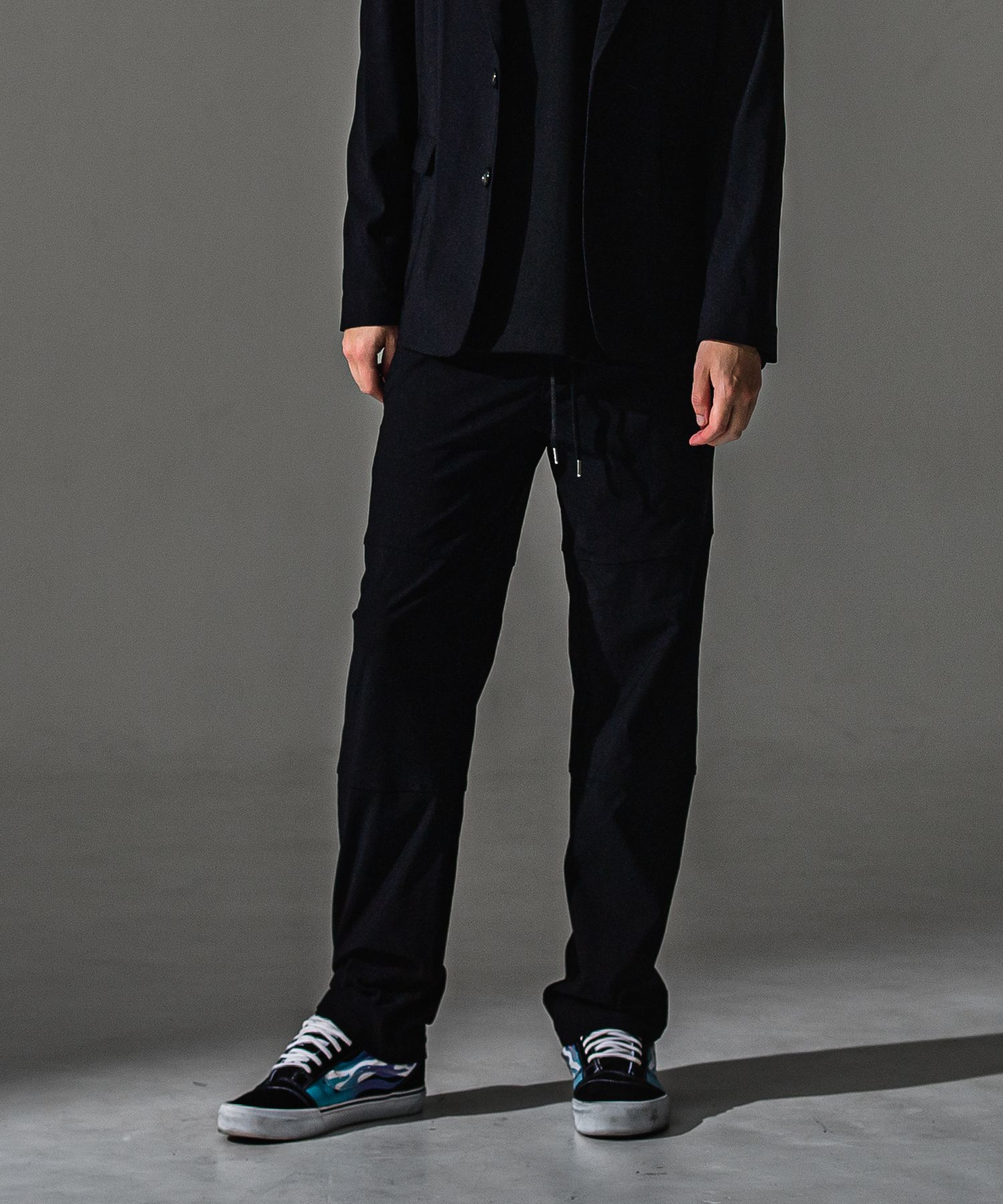JOHNSON LINE WIDE PT / BASIC-ST-009WT / ジョンソンラインセミワイドタックパンツ / ブラック×ホワイト (7月下旬入荷予定)