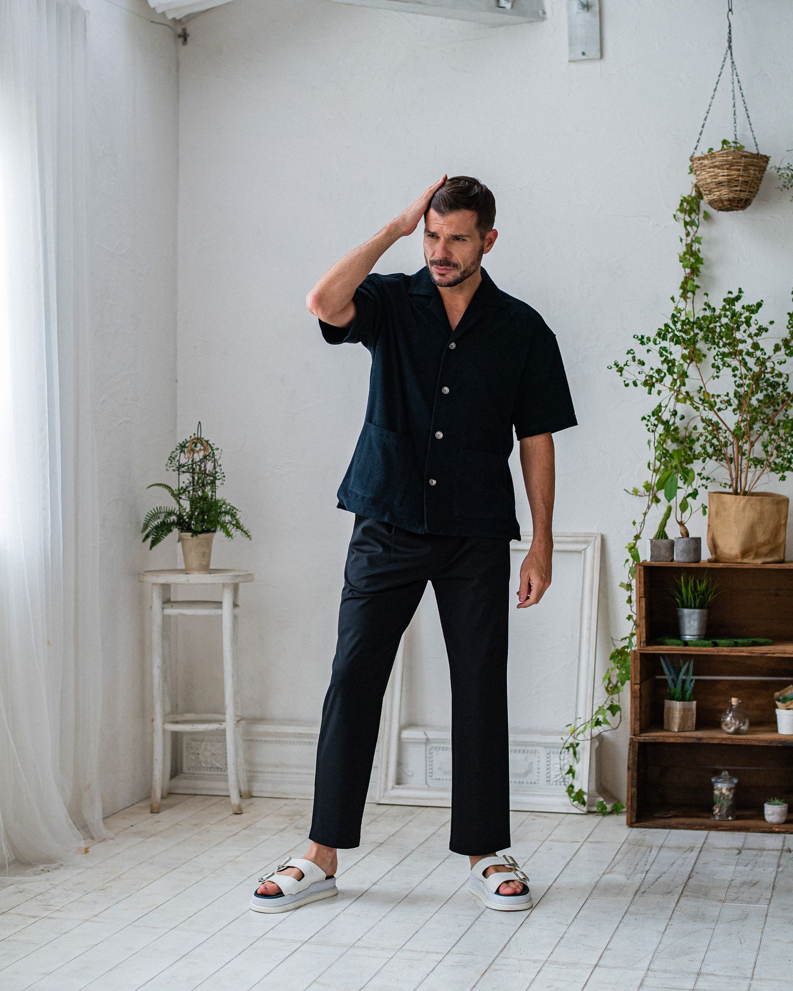 CHRIS EASY WIDE TUCK PANTS / RC32-ST-016WT / ワイドタックパンツ / ブラック