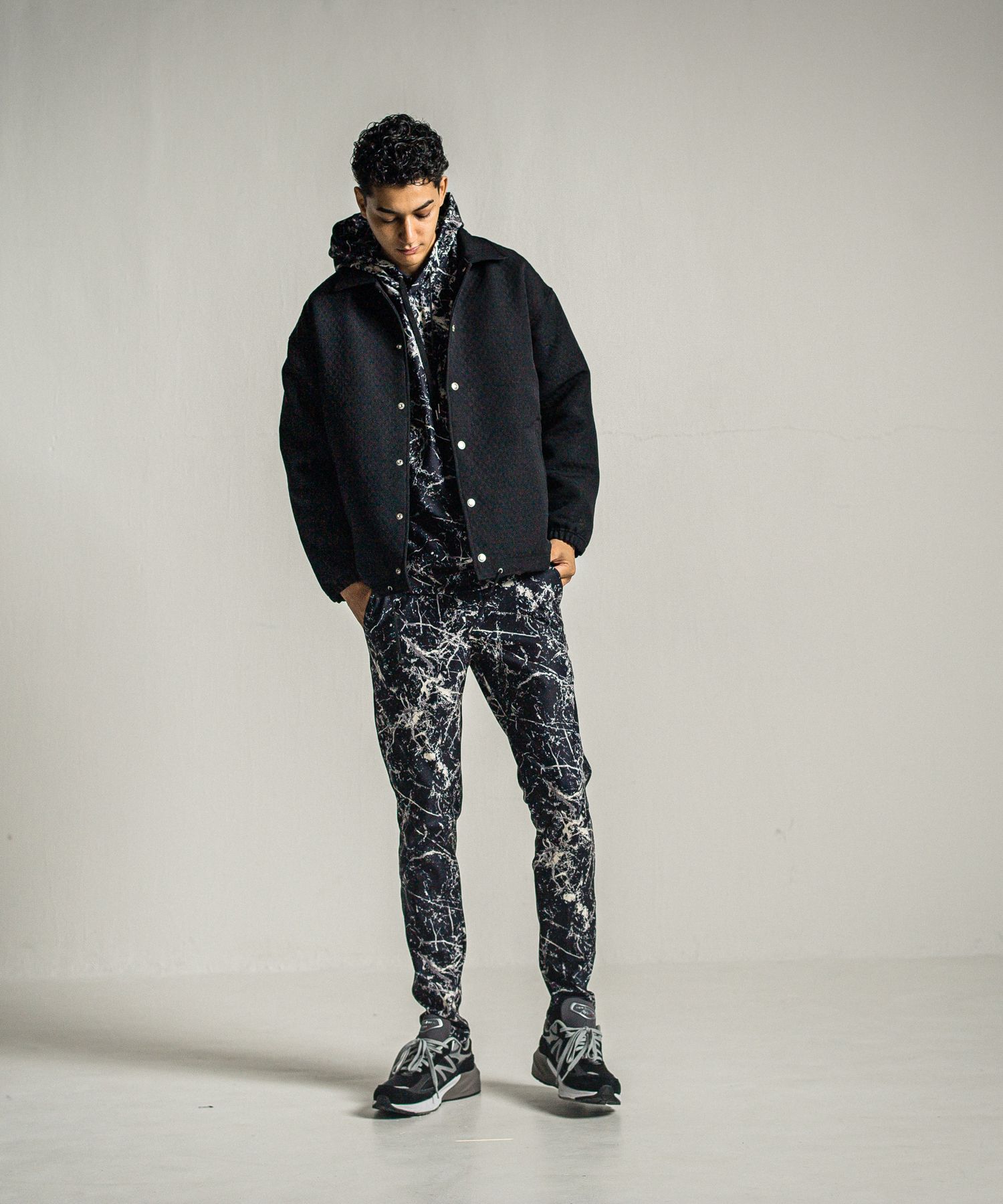 CHRIS EASY PANTS / RC34-ST-016 / ペイント柄イーシーパンツ / ブラック