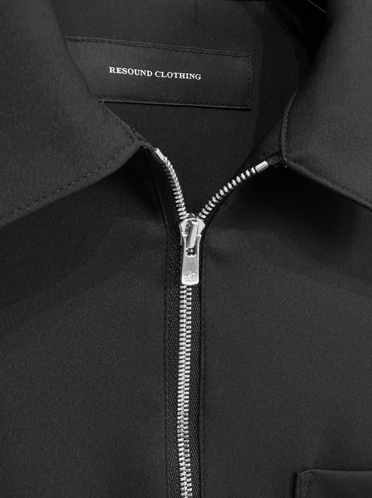 PULLOVER SATIN SHIRT / RC39-SH-002 / ハーフジップサテンシャツ / ブラック