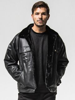 LEATHER FUR OVER G / RC38-JK-002 / レザーファーGジャン / ブラック (11月中旬入荷予定)