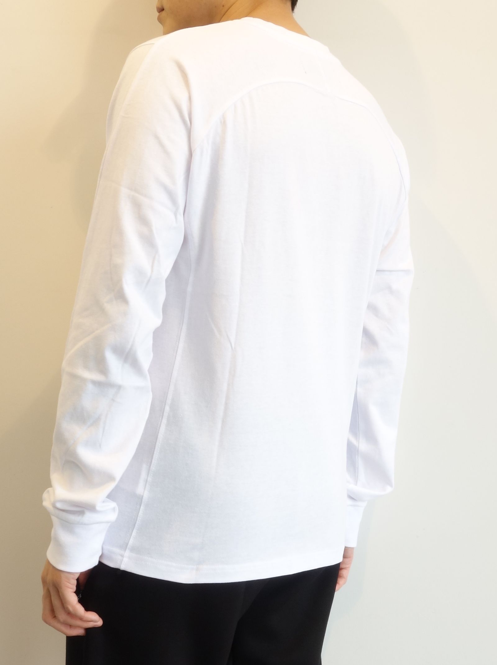 サガラ刺繍ダブルロゴ長袖Tシャツ / ust-22042 / ホワイト