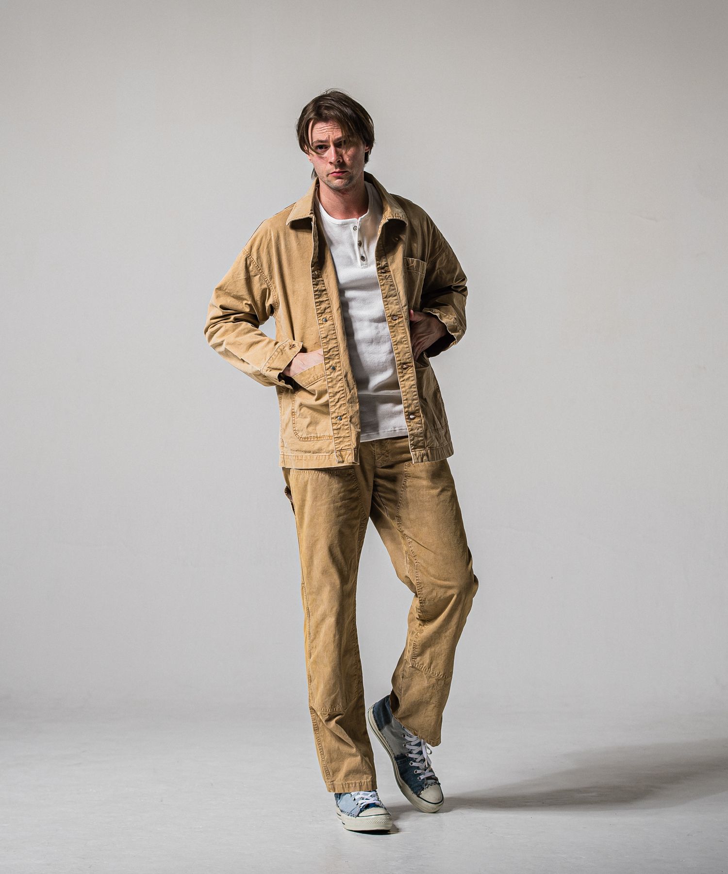 DOUBLE KNEE PT / RC39-ST-041 / ダブルニーワイドデニムパンツ / ダックブラウン (3月中旬入荷予定)