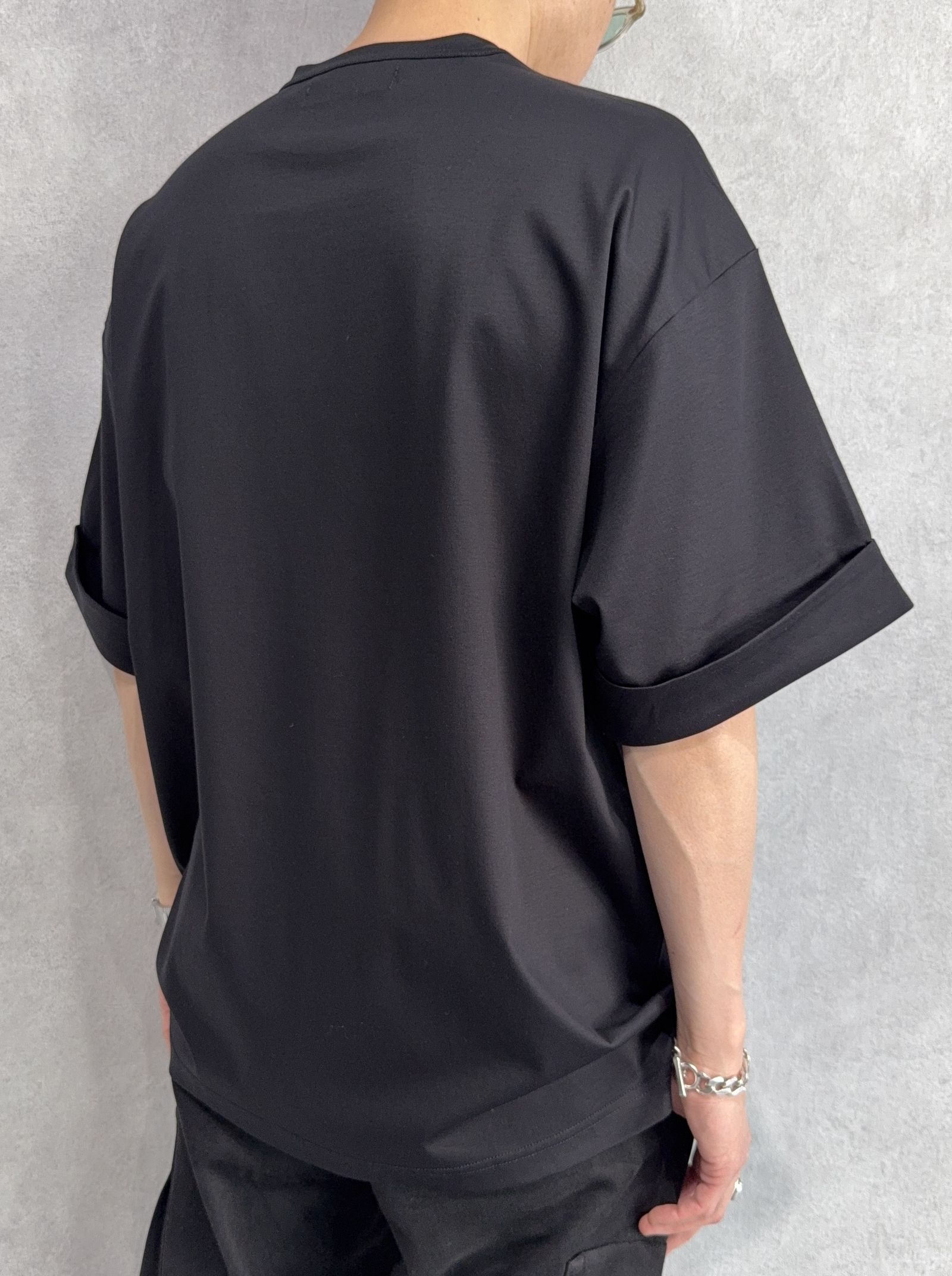 ダブルシルケットロールアップボックスTシャツ / ust-26070 / ブラック