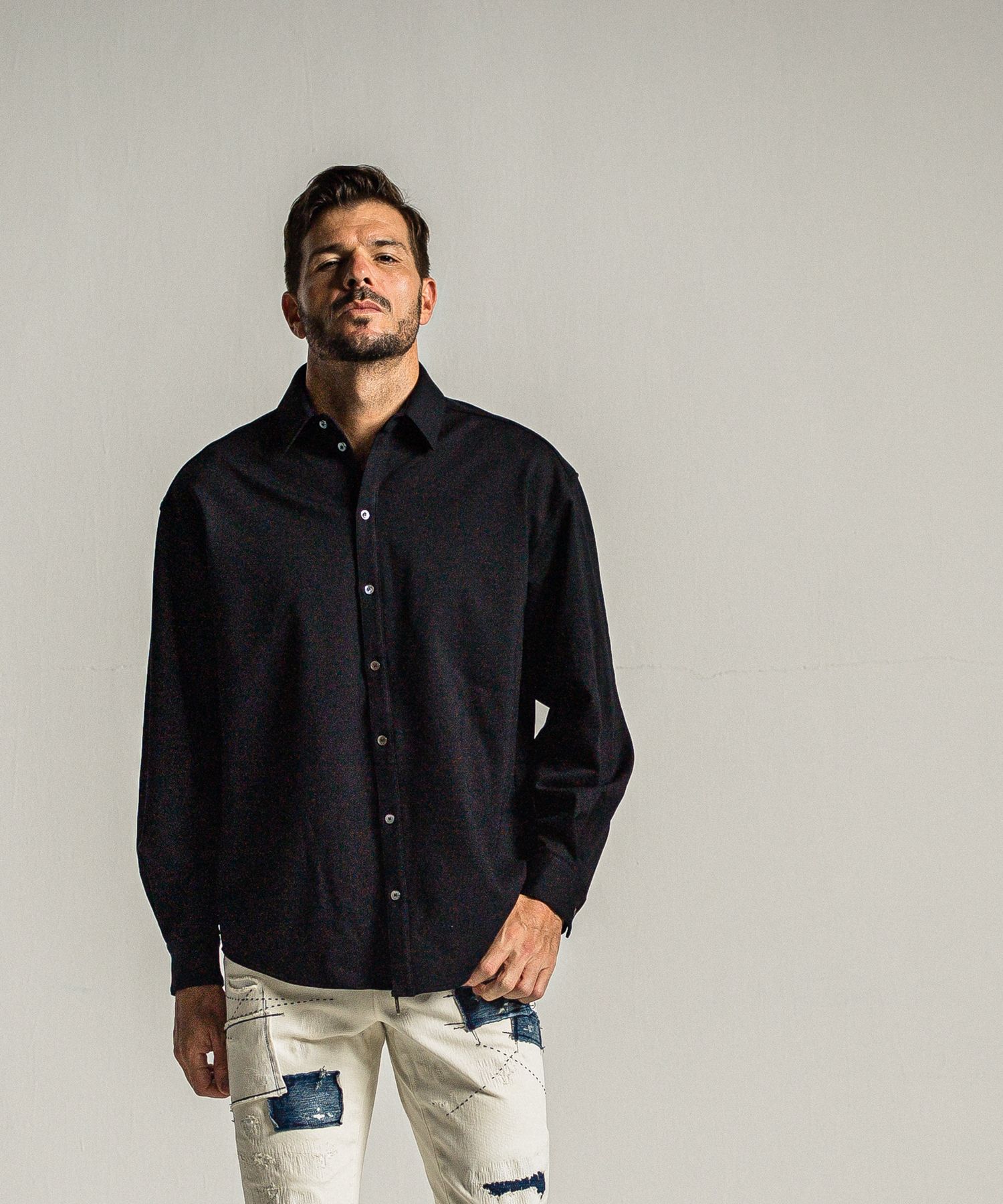 JERSEY JACK SHIRT / RC34-SH-001 / 裏起毛オーバーサイズシャツ / ブラック