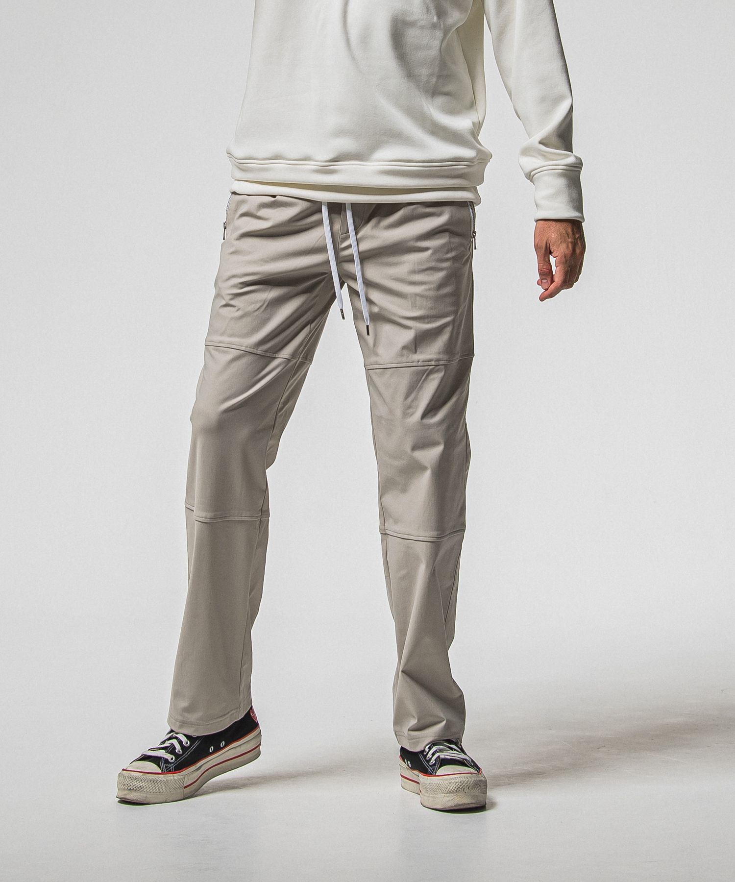 JOHNSON LINE HEAT WIDE TUCK PANTS / RC38-ST-009HWT / 裏起毛ジョンソンラインワイドタックパンツ / グレー×ホワイト (10月下旬入荷予定)