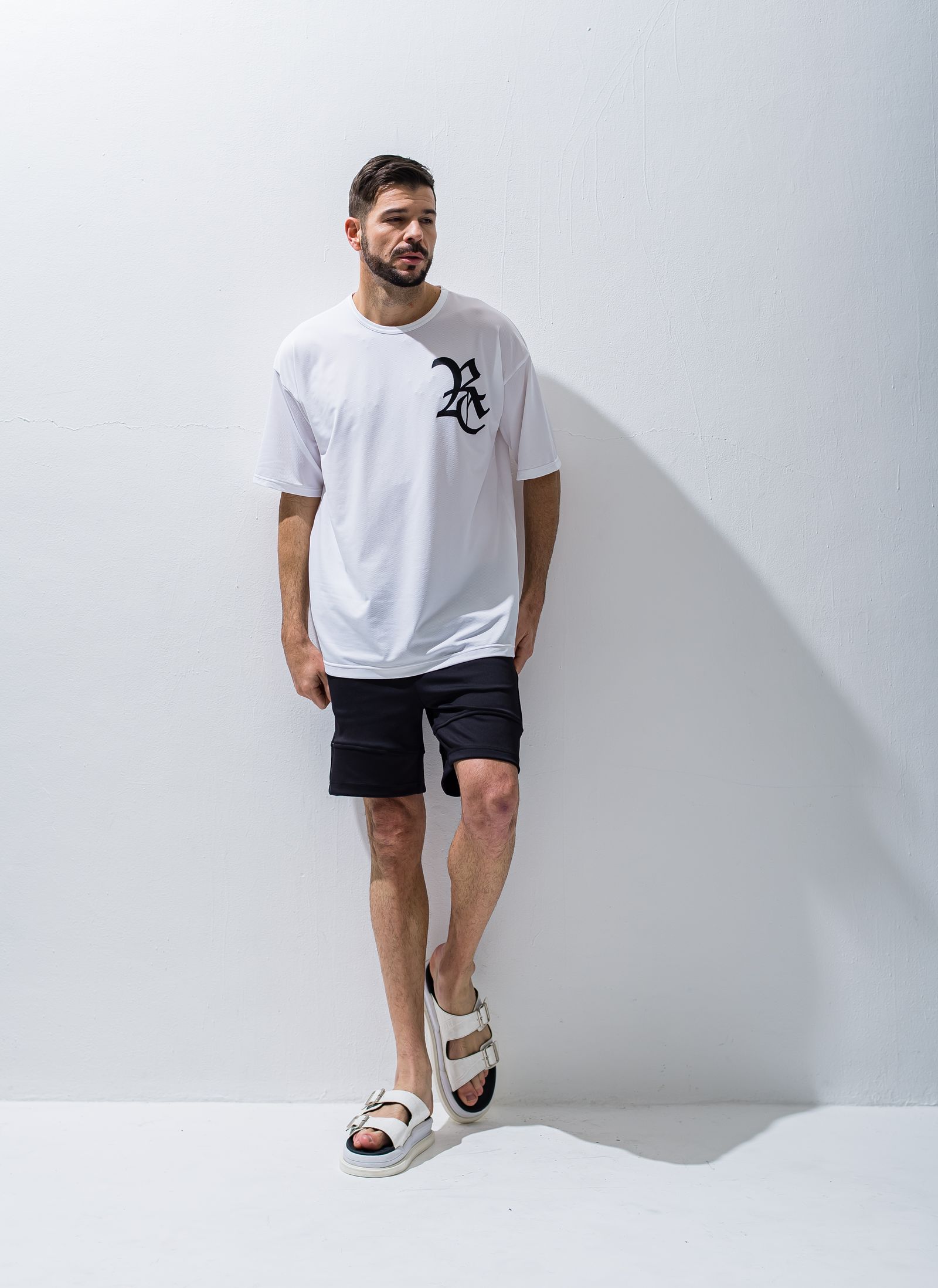 TYLER LINE SHORTS / RC28-HP-001 / 斜めラインハーフパンツ / ブラック