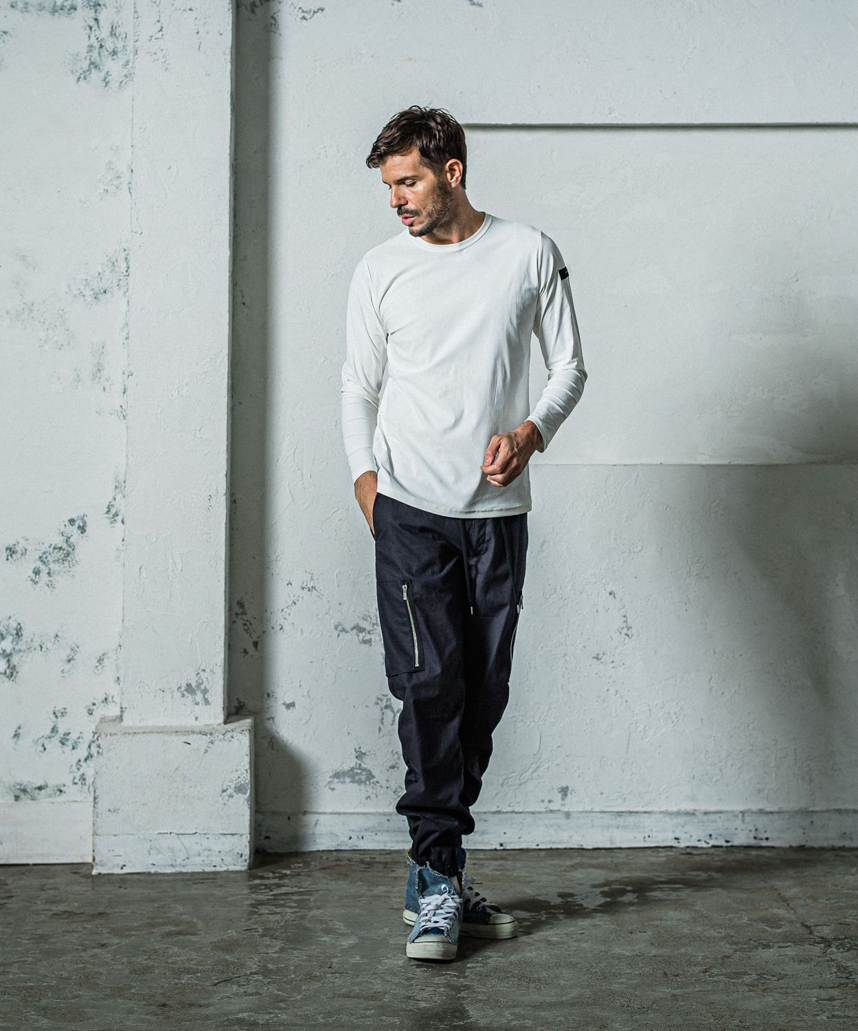 DAVID CARGO PANTS / RC35-ST-040 / ミリタリー裾ゴムカーゴパンツ / ブラック