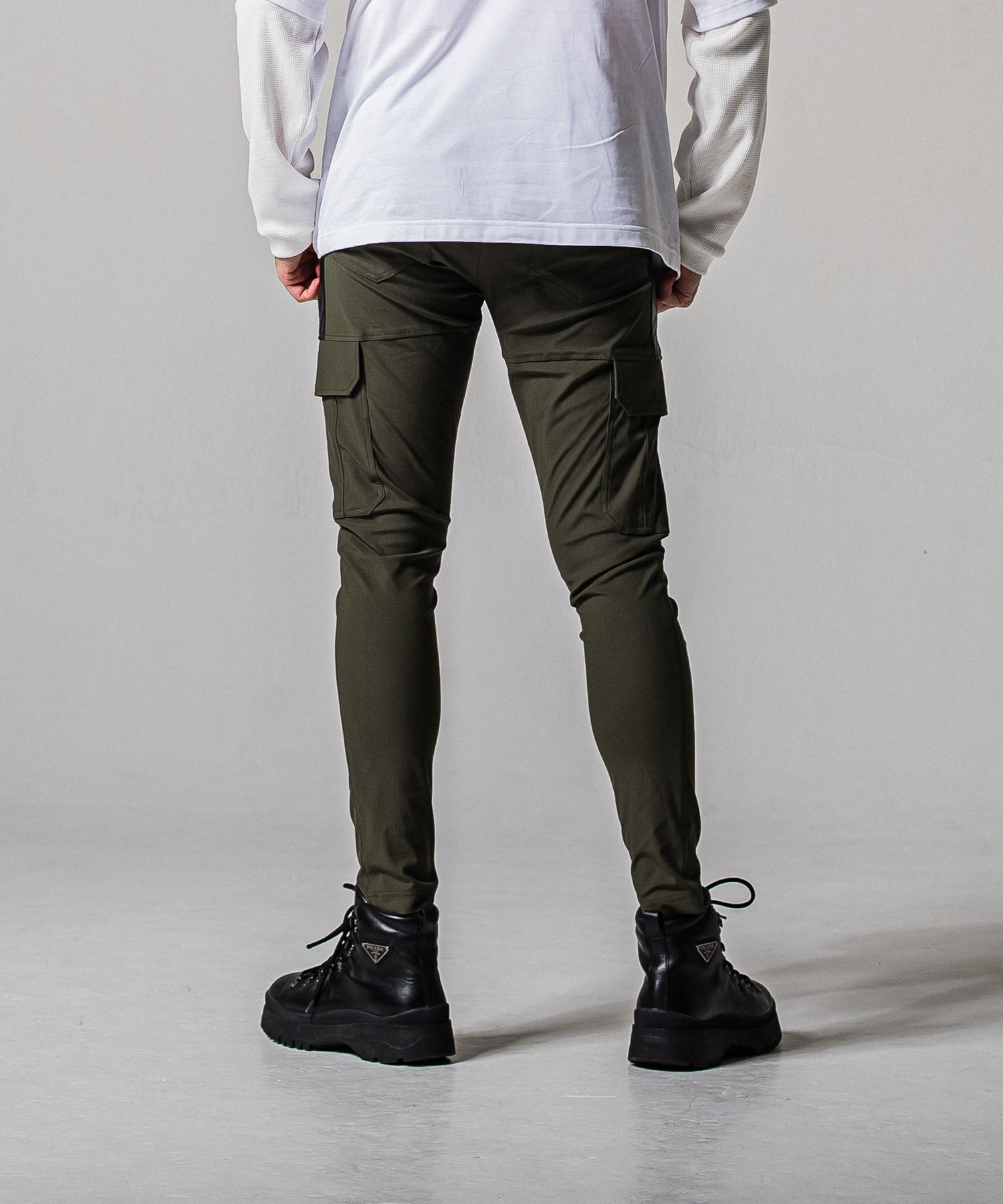 DARRELL CARGO PT / BASIC-ST-010 / ナイロン レザーラインカーゴパンツ / カーキ×レザーブラック (2月下旬入荷予定)