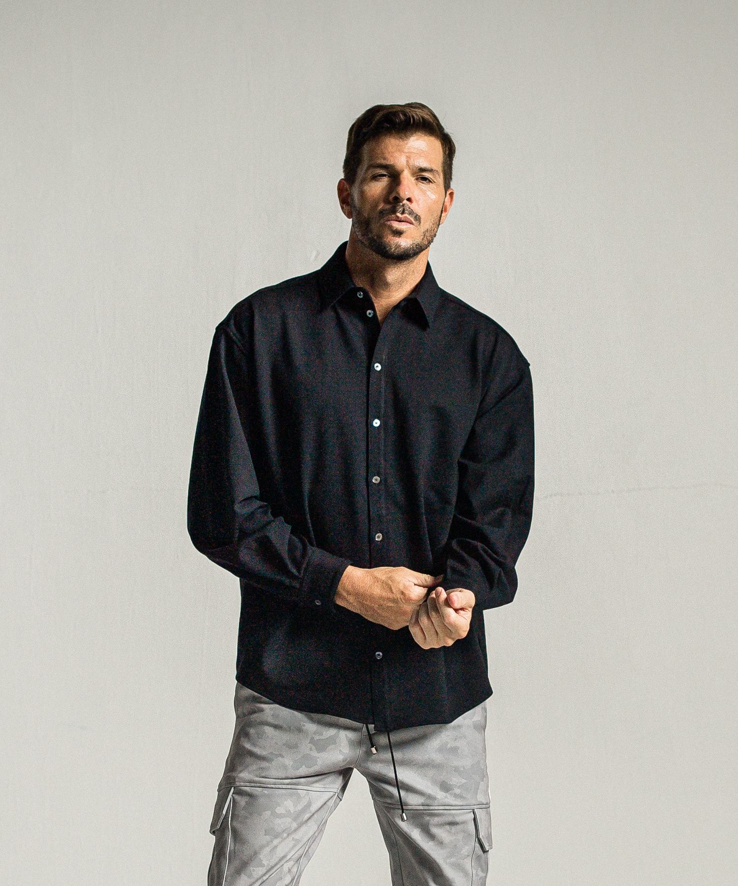 JERSEY JACK SHIRT / RC34-SH-001 / 裏起毛オーバーサイズシャツ / ブラック