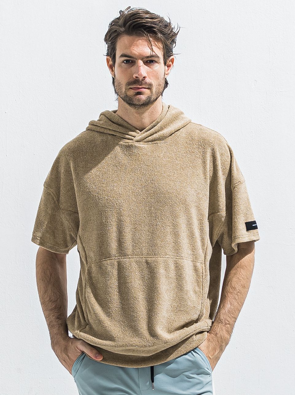 PILE HALF HOODIE / RC40-C-003 / パイル半袖パーカー / ベージュ (5月中旬入荷予定)