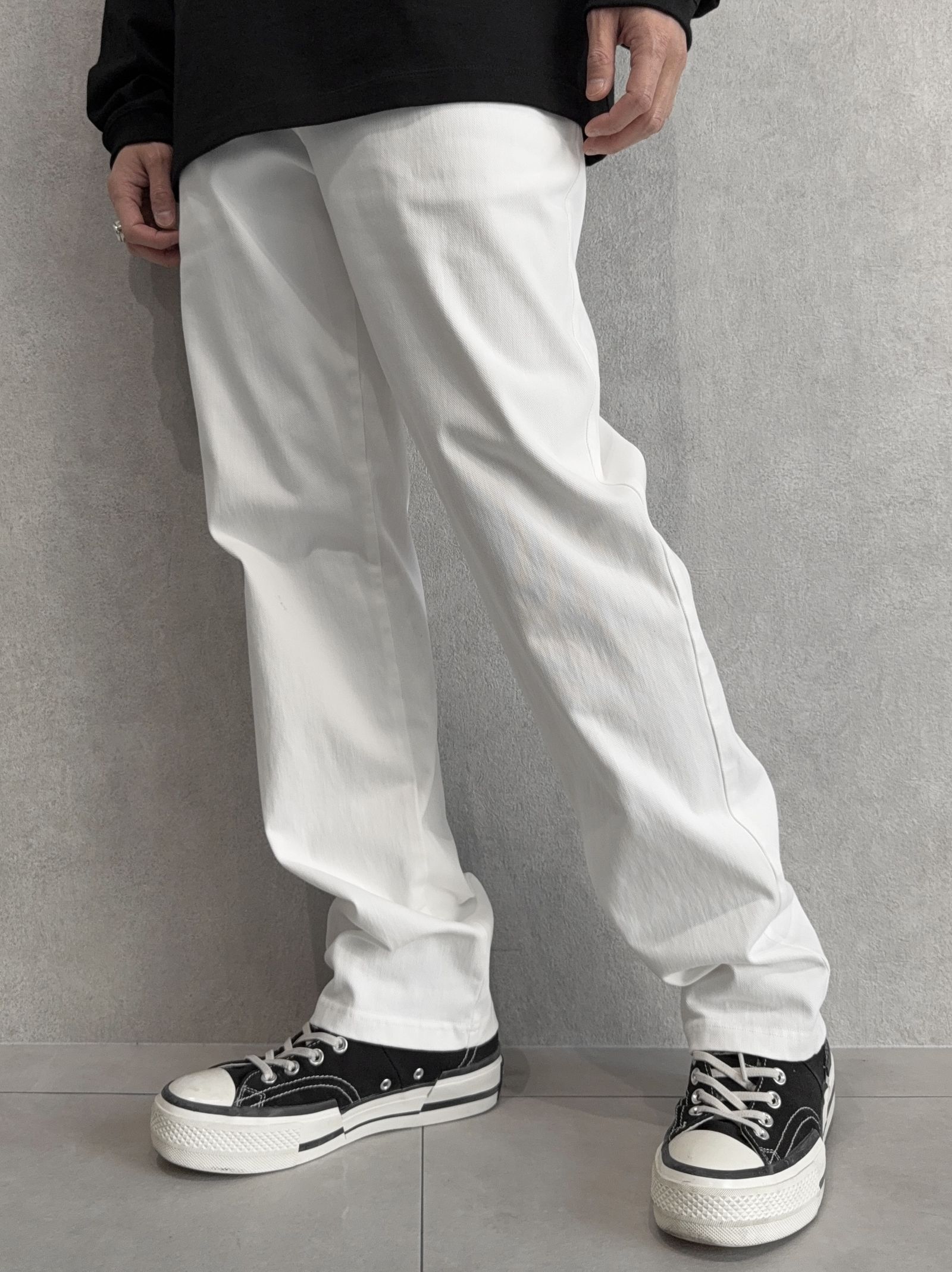 DENIM JERSEY WIDE PT / RC39-ST-016WTD / ライトオンスデニムジャージ セミワイドパンツ / ホワイト
