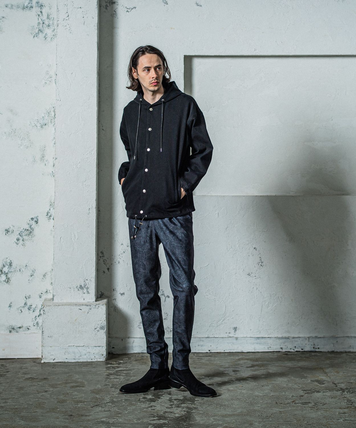 CHRIS EASY TUCK PANTS / RC35-ST-016T / イージータックパンツ / ペイズリーブラック