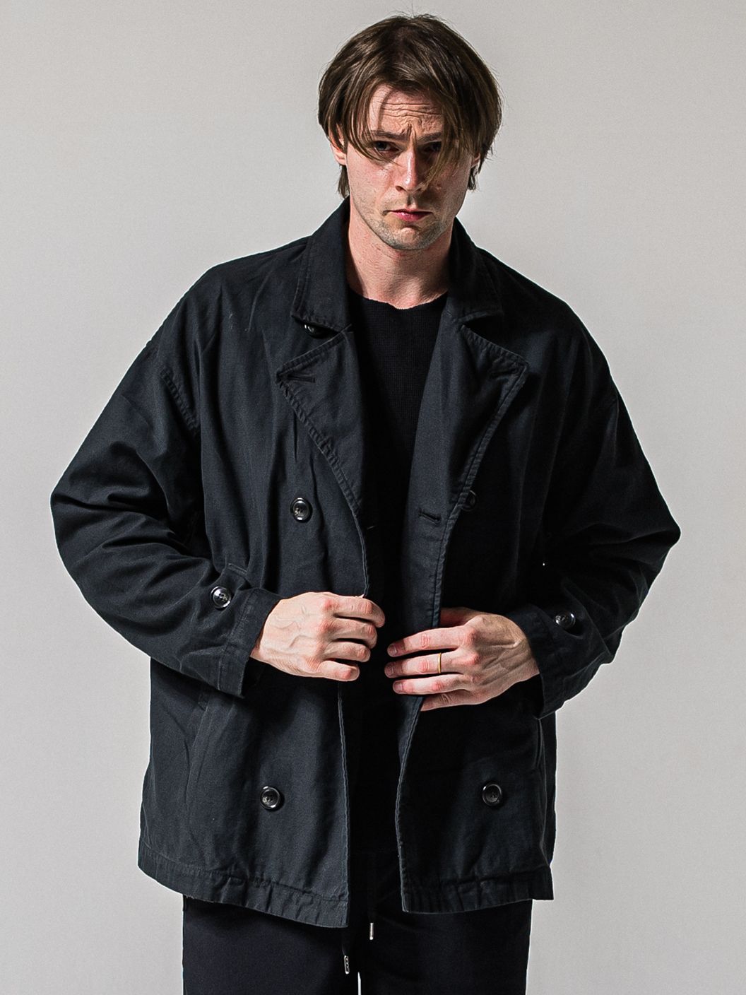 MV OVER PCOAT / RC39-JK-006 / ミリタリーピーコートジャケット / ブラック (2月上旬入荷予定)