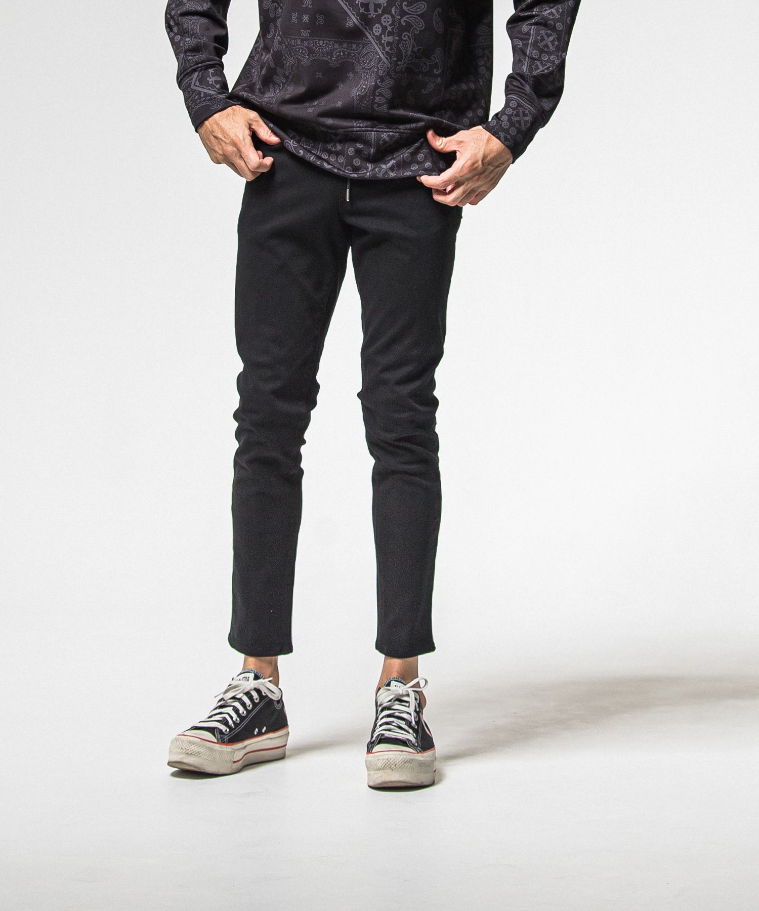 MICK DENIM JERSEY / BASIC-ST-020 / デニムジャージテーパードパンツ / ブラック (12月上旬入荷予定)